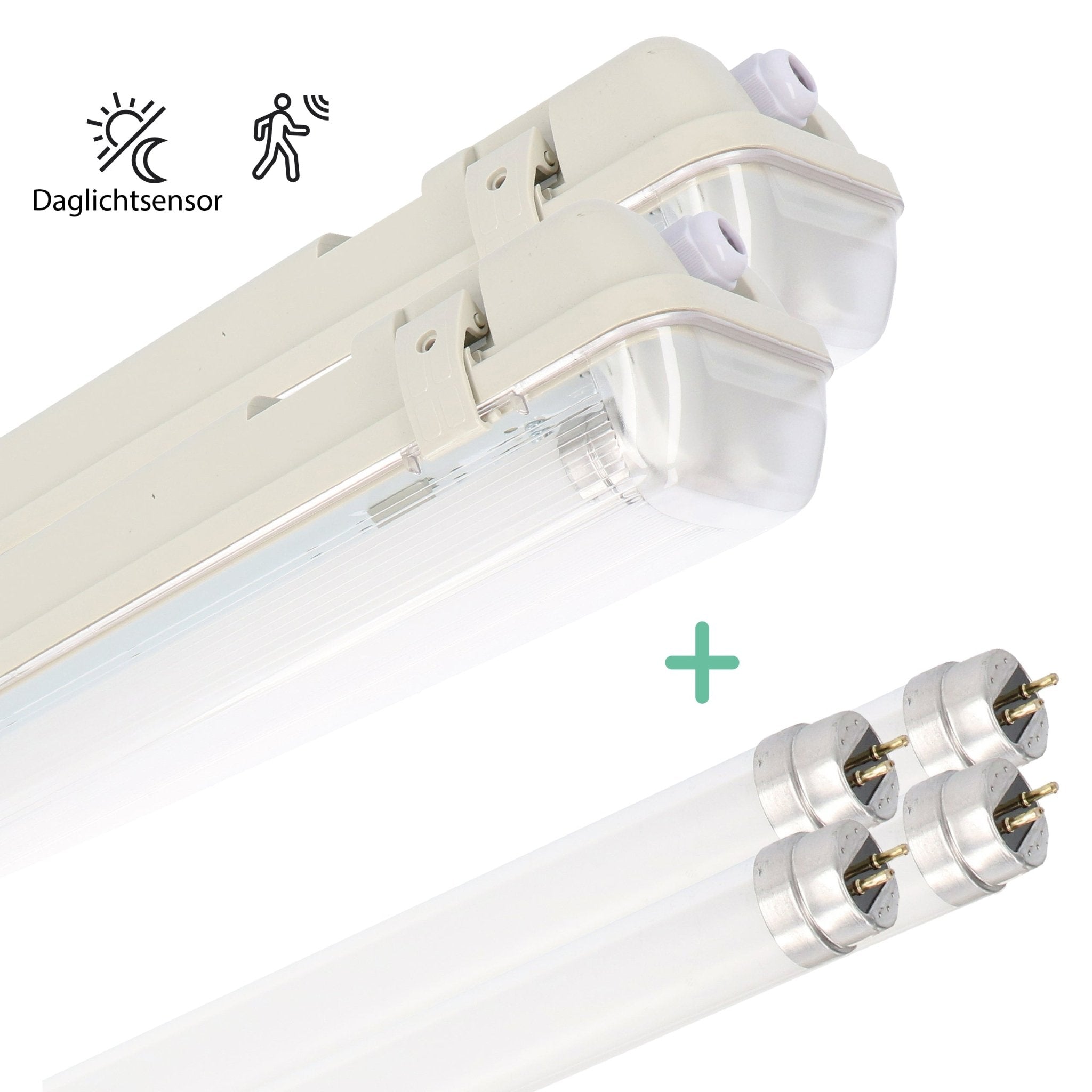 2 PACK - LED's Light LED TL Armatuur licht balk met sensor - incl Dubbele buis 2x14W 120cm 4000K Bewegingssensor en nachtsensor - Waterdicht - 150lm/w LED.nl