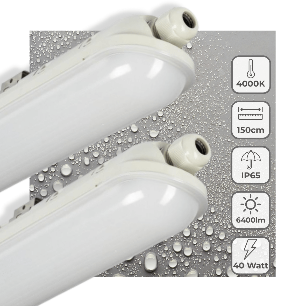 2er-PACK – LED's Light Pro Premium Koppelbare LED TL Leuchte 40 W 150 cm 6400 lm 4000 K 160 lm/W - lidstore.shop