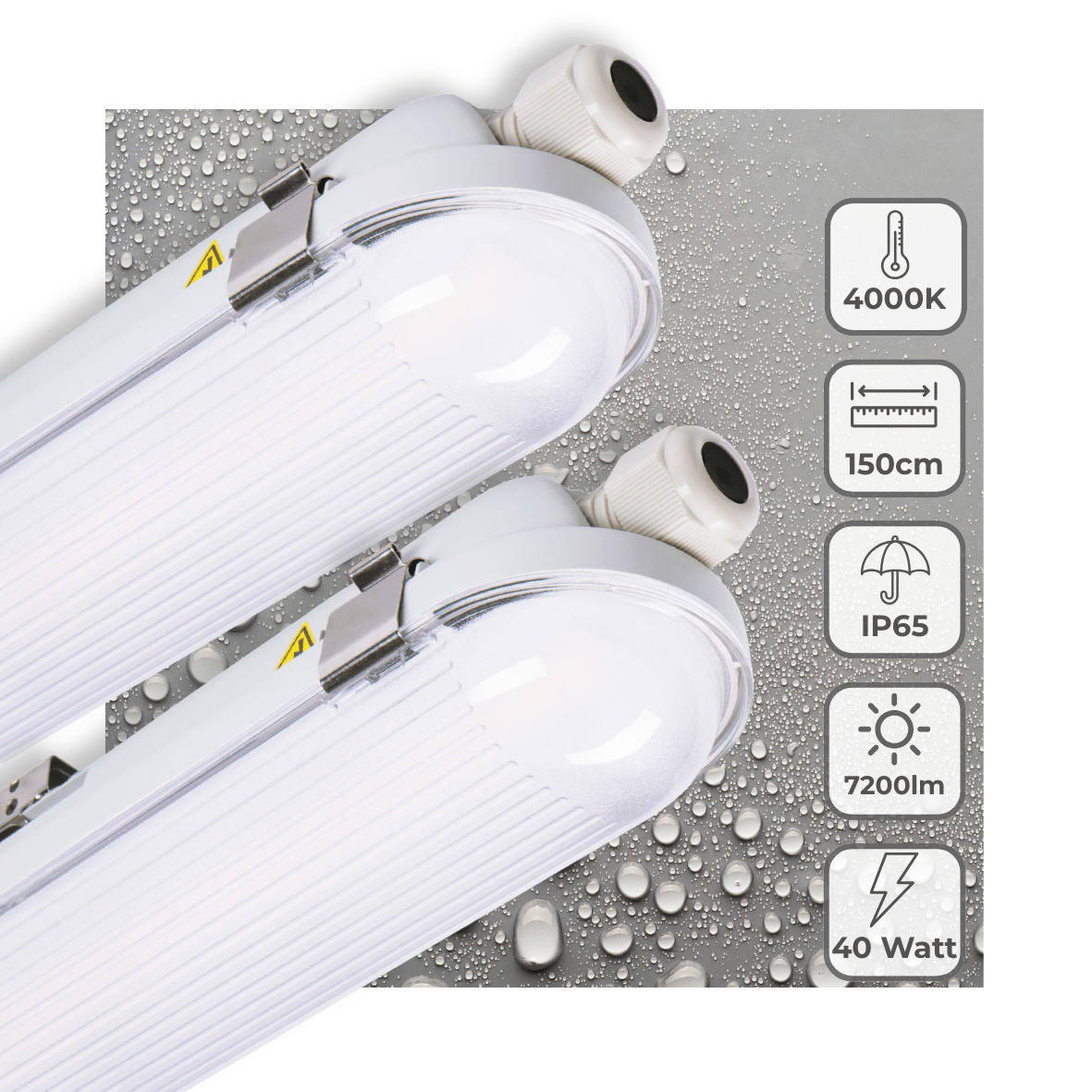 2er-PACK – LED's Light Pro Philips Koppelbare LED TL Leuchte 150 cm – 40 W – Energielabel B – Dimmbares Licht – 7200 lm – 180 lm/W – IP65 – 4000 K – IK08 - lidstore.shop