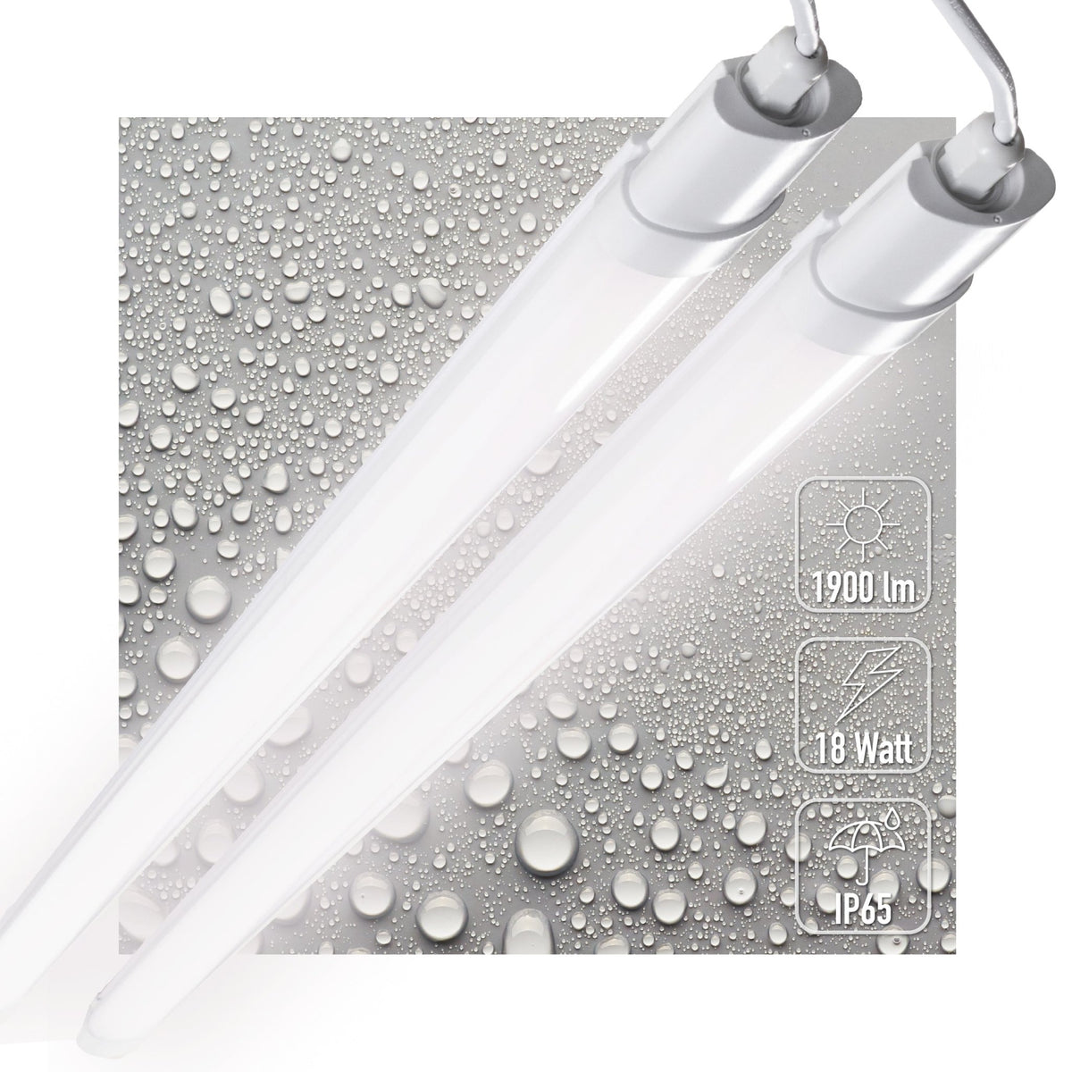 2er-PACK – LED's Light TL Lichtleiste Batten 120 cm – Geeignet für alle Innen- und Feuchträume – 18 W – IP65 – IK08 – 1900 lm - lidstore.shop