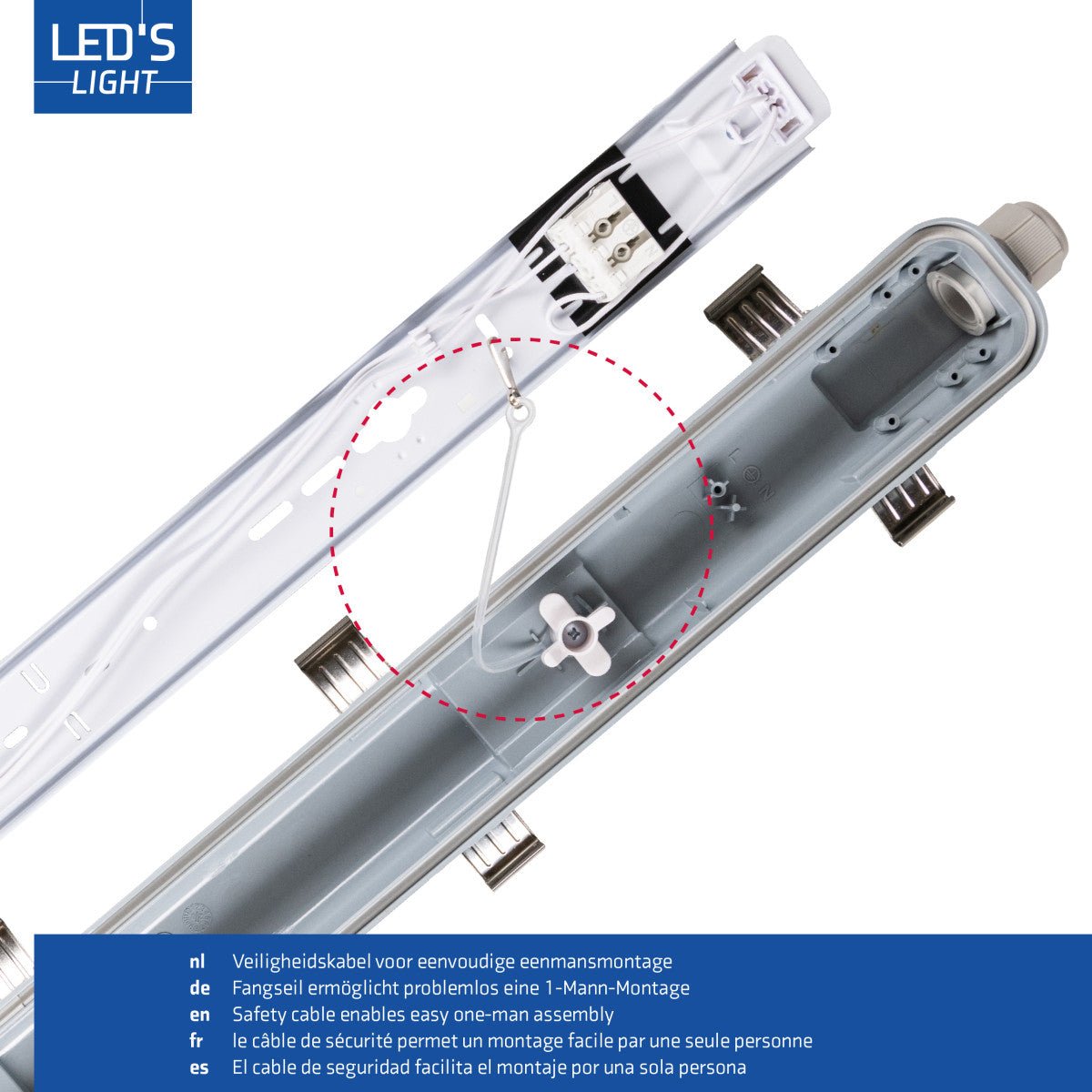 4 PACK -LED's Light Complete LED TL lamp met LED buis 150 cm - Binnen en buiten - 3060lm - 16.5W - 4000K - 185lm/w - Energielabel B LED.nl