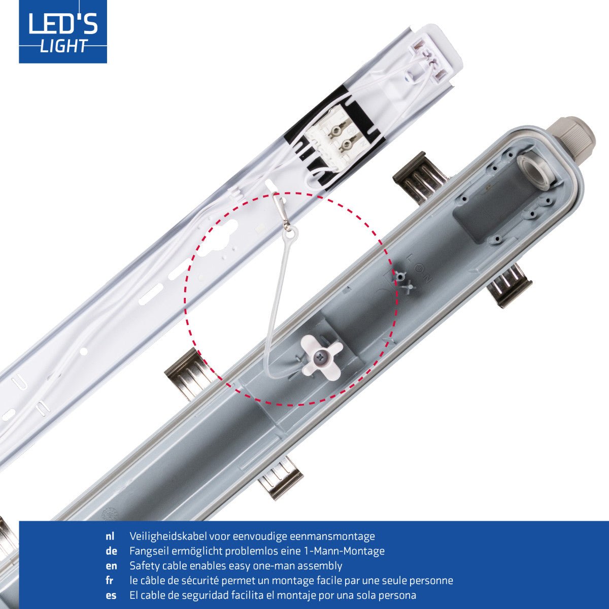 4 PACK - LED's Light Complete LED TL lamp met LED buis 60 cm - Binnen en buiten - 1100 lm - 1x6W - 185lm/w - Energielabel B LED.nl