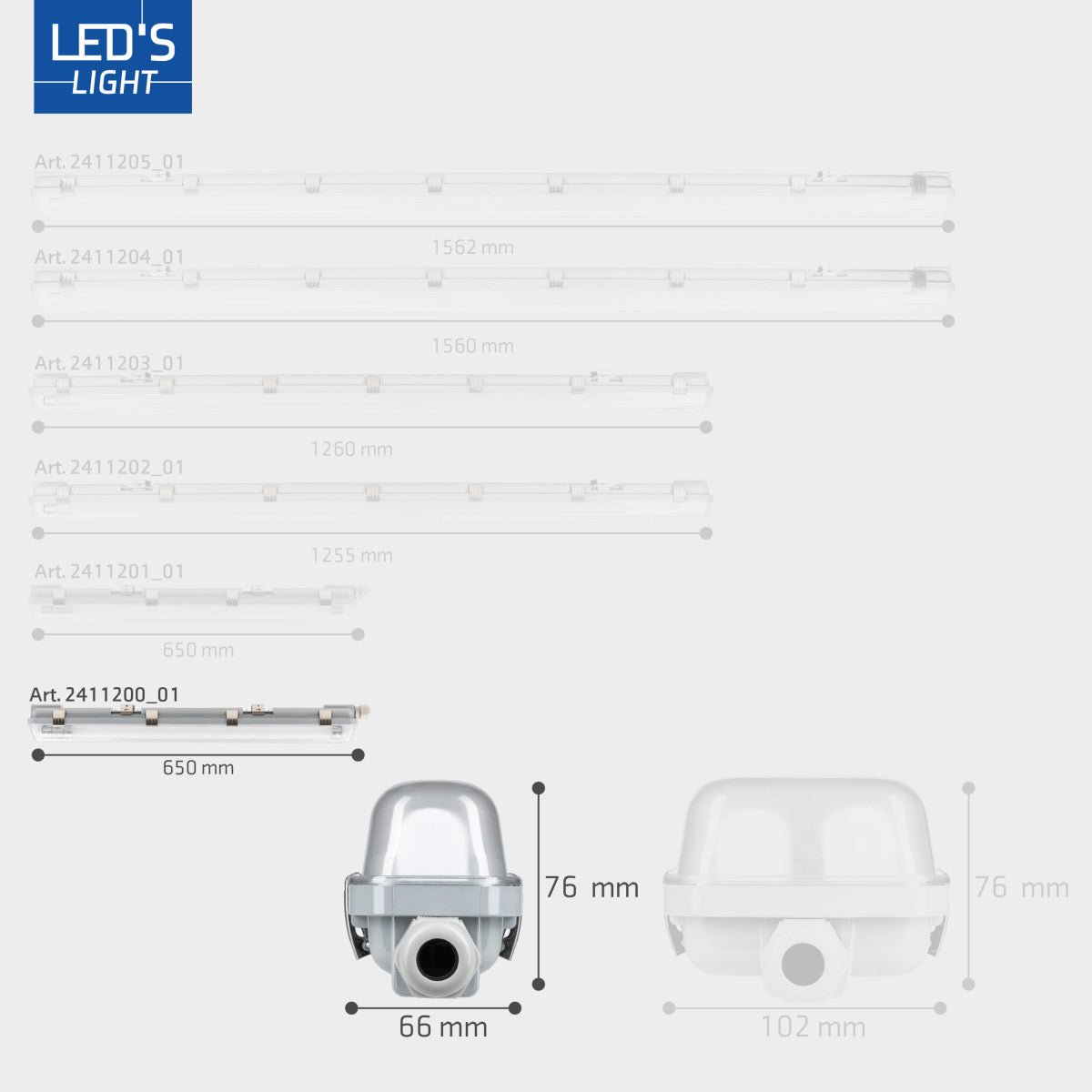 4 PACK - LED's Light Complete LED TL lamp met LED buis 60 cm - Binnen en buiten - 1100 lm - 1x6W - 185lm/w - Energielabel B LED.nl