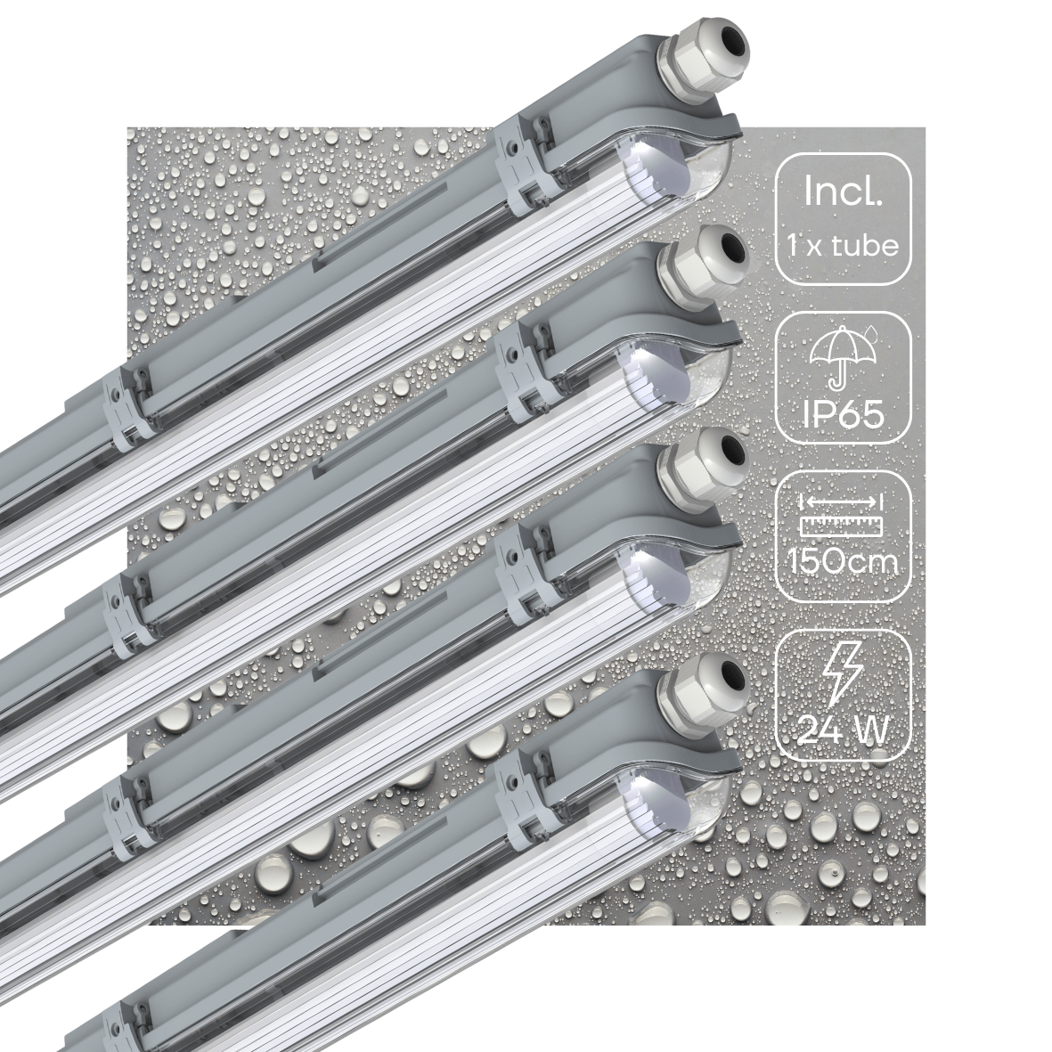 4 PACK - LED's Light LED TL 4 armaturen met lampen 150 cm - Koud wit licht 6500 K - Waterdicht - Complete set - 4 stuks TL verlichting LED.nl