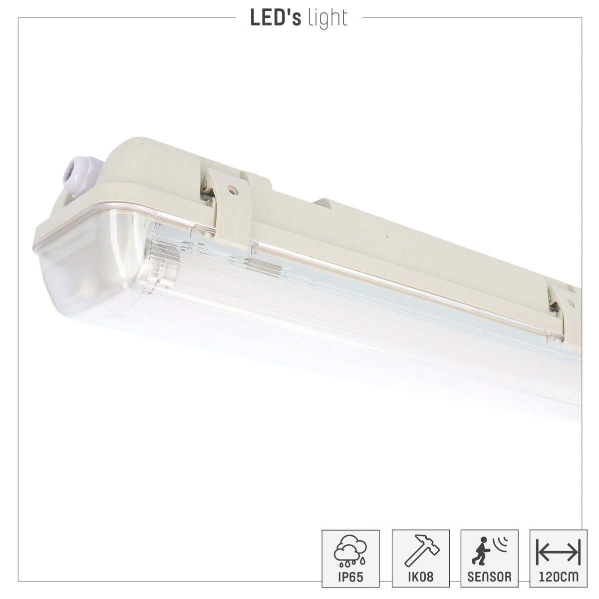 2 PACK - LED's Light LED TL Armatuur licht balk met sensor - incl Dubbele buis 2x14W 120cm 4000K Bewegingssensor en nachtsensor - Waterdicht - 150lm/w LED.nl