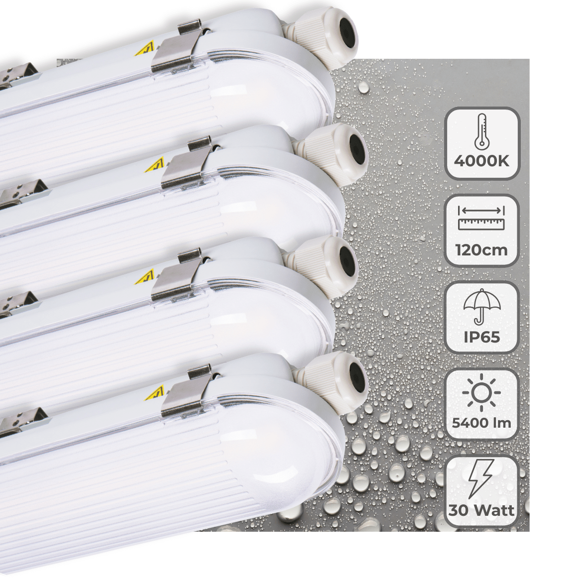 4er-PACK – LED's Light Pro Philips LED TL Leuchte mit Strip 120 cm – Koppelbar – Power Switch – Energielabel B – 5400 lm – 185 lm/W – 30 W – 4000 K - lidstore.shop