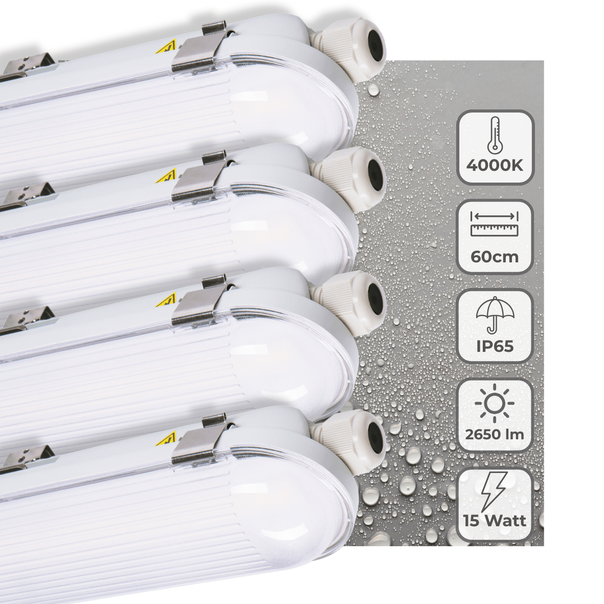 4er-PACK – LED's Light Pro Philips LED TL Leuchte Strip 60 cm – Koppelbar – Energielabel B – IP65 wasserdicht – 2650 lm – 175 lm/W - lidstore.shop