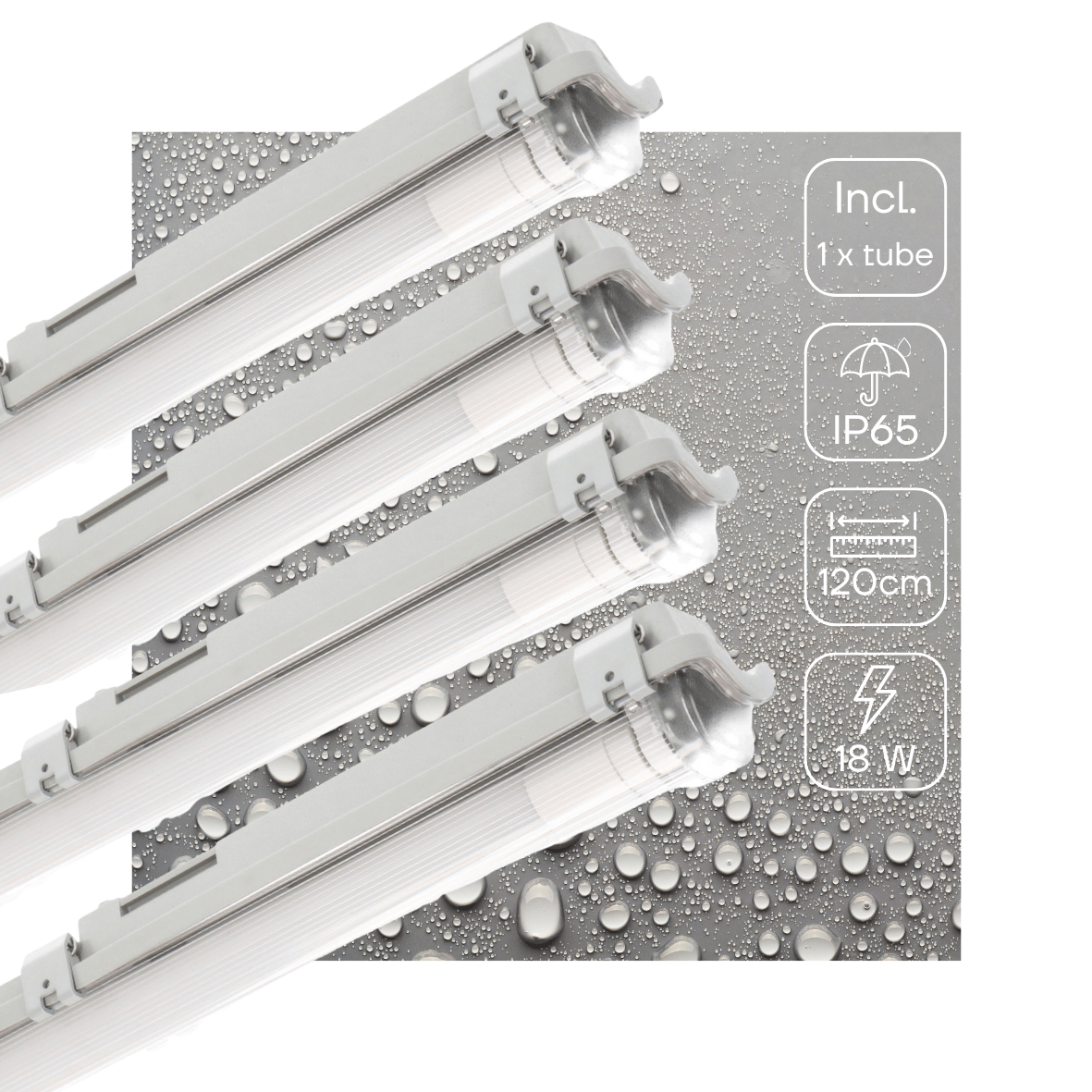 4 PACK - LED's Light TL Armatuur LED compleet 120 cm - Armatuur met LED Buis - Waterdicht - 2160lm TL verlichting LED.nl
