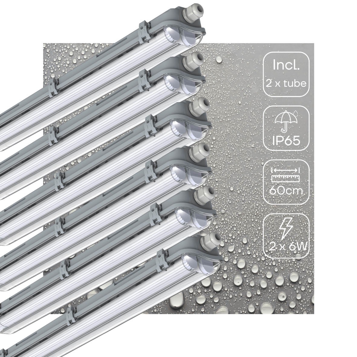 6 PACK - LED's Light Dubbele LED TL lamp 60 cm - compleet met LED buizen - Binnen en buiten - 2200 lm - 2x6W - 4000K - 185lm/w - Energielabel B LED.nl