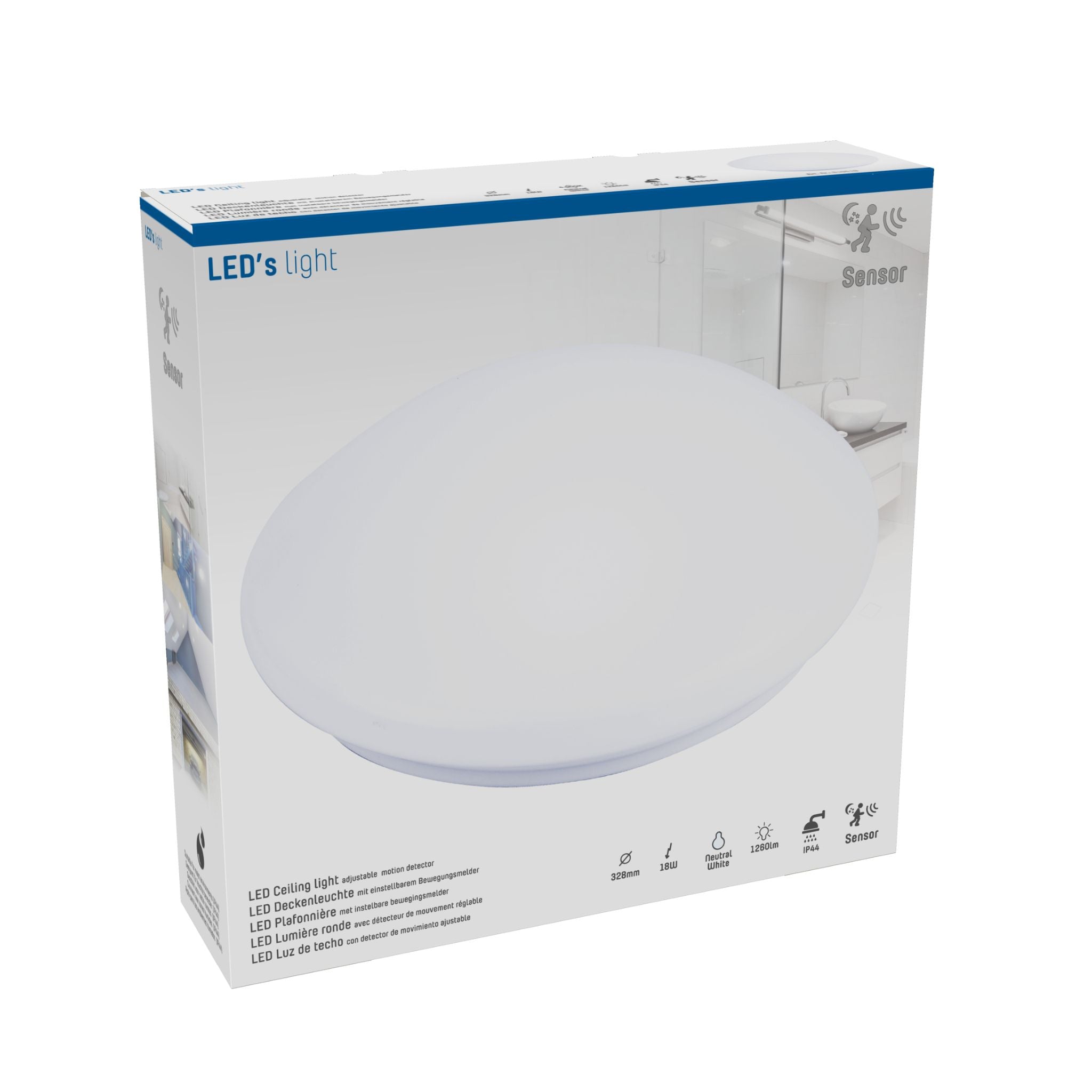 LED's Light Plafondlamp met Bewegingssensor Ø 33 cm - Koud wit licht (4000K) Plafondlampen LED.nl