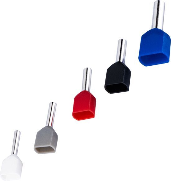 Aderendhülsen-Sortiment – 5 Größen von 0,5 mm² bis 2,5 mm² – Zwillings-Aderendhülsen – 225 Stück - lidstore.shop