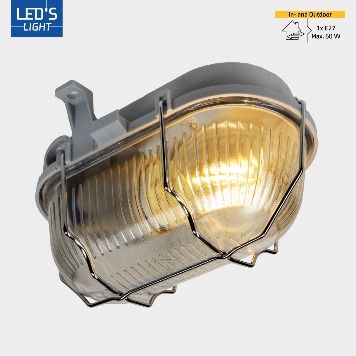 Buitenlamp Wandarmatuur Bulkhead IP44 – Grijs – Zonder Lichtbron – E27 Buitenlampen LED.nl