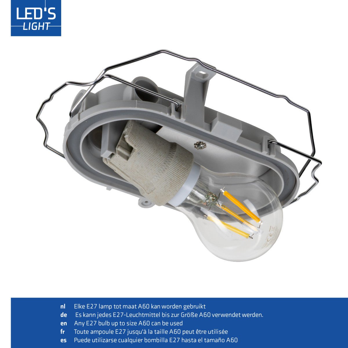 Buitenlamp Wandarmatuur Bulkhead IP44 – Grijs – Zonder Lichtbron – E27 Buitenlampen LED.nl