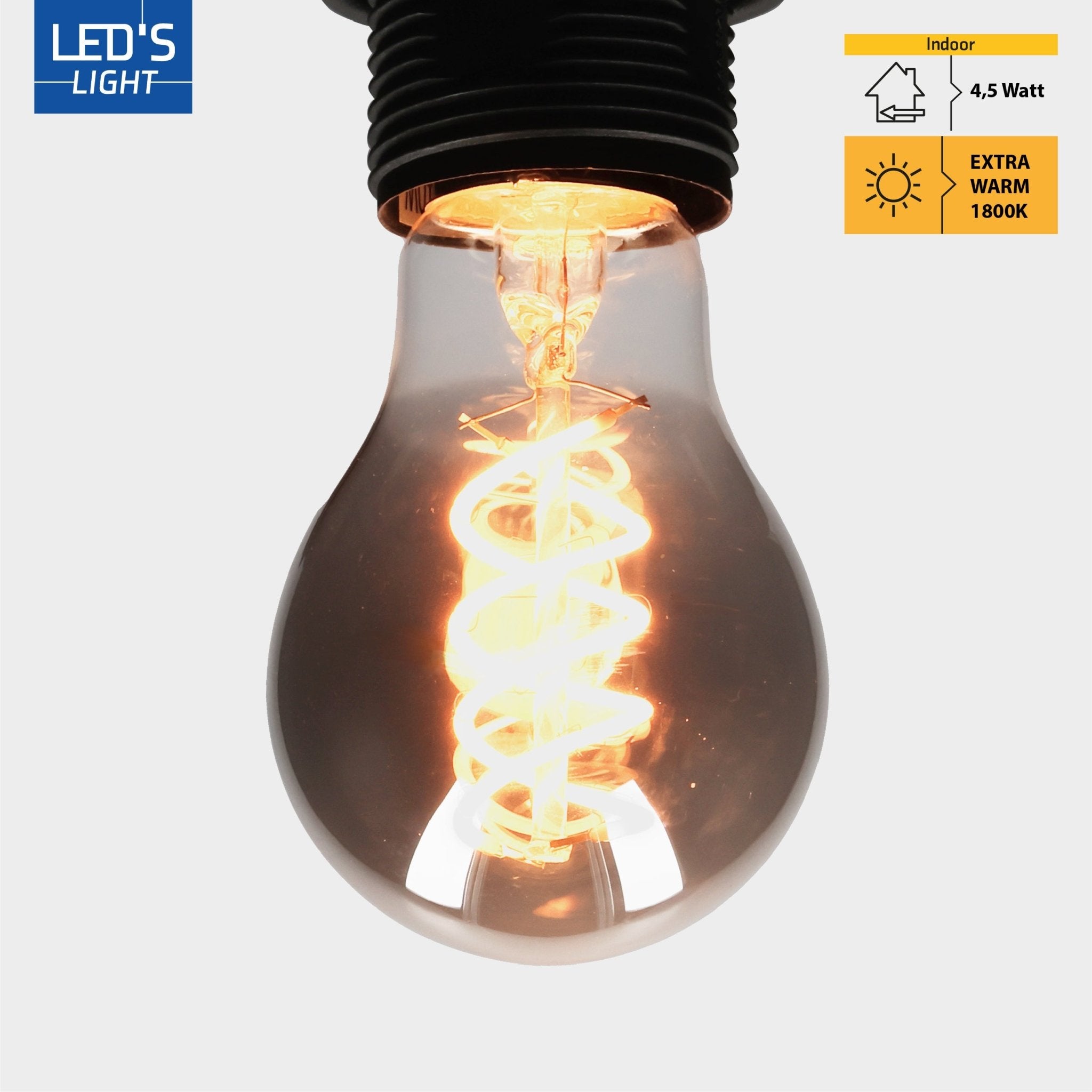 LED Filamentlamp A60 met Rookglas - E27 fitting - 4,5W - 120 Lumen - Extra warm wit (1800K) - Dimbaar Dimbare filament lampen LED.nl