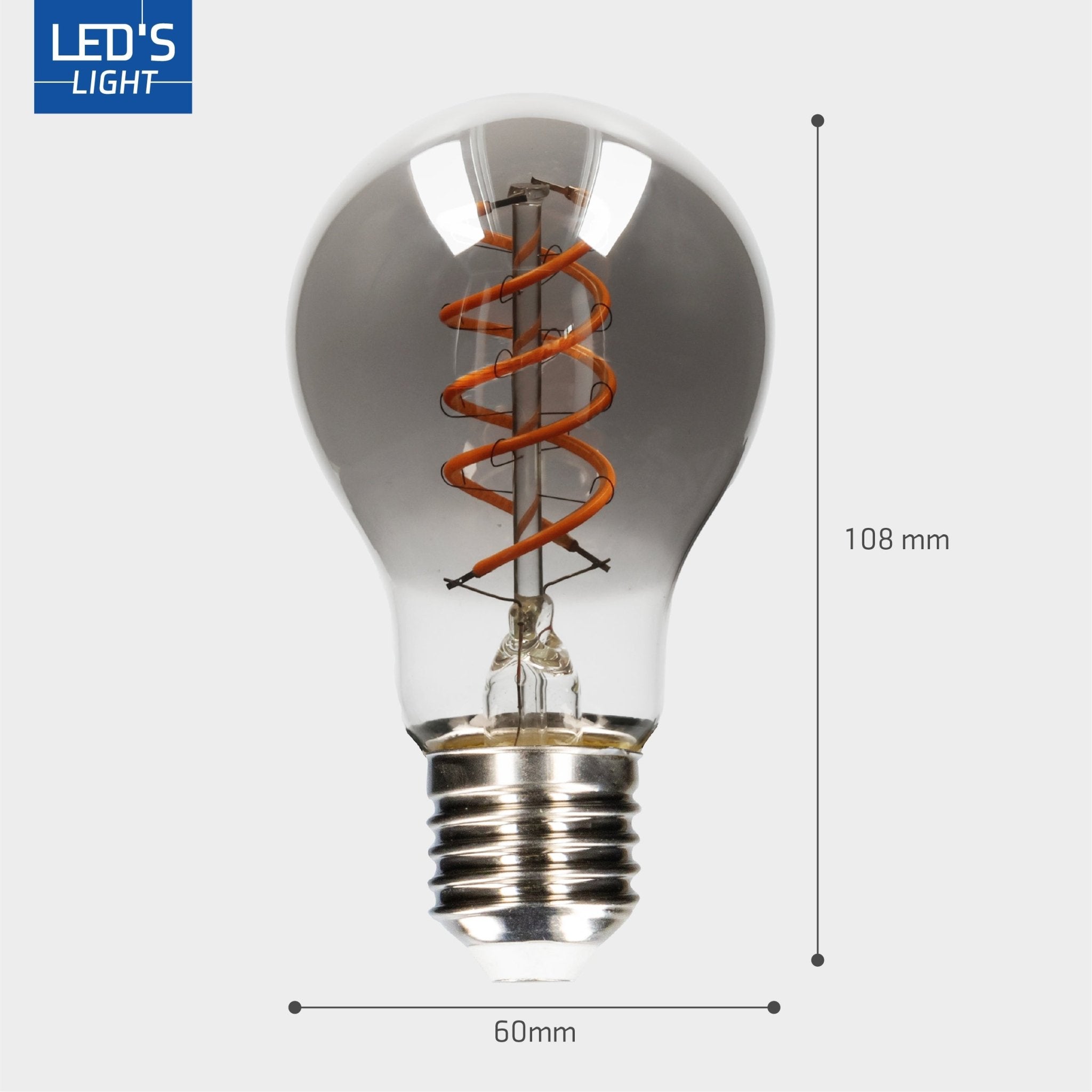 LED Filamentlamp A60 met Rookglas - E27 fitting - 4,5W - 120 Lumen - Extra warm wit (1800K) - Dimbaar Dimbare filament lampen LED.nl