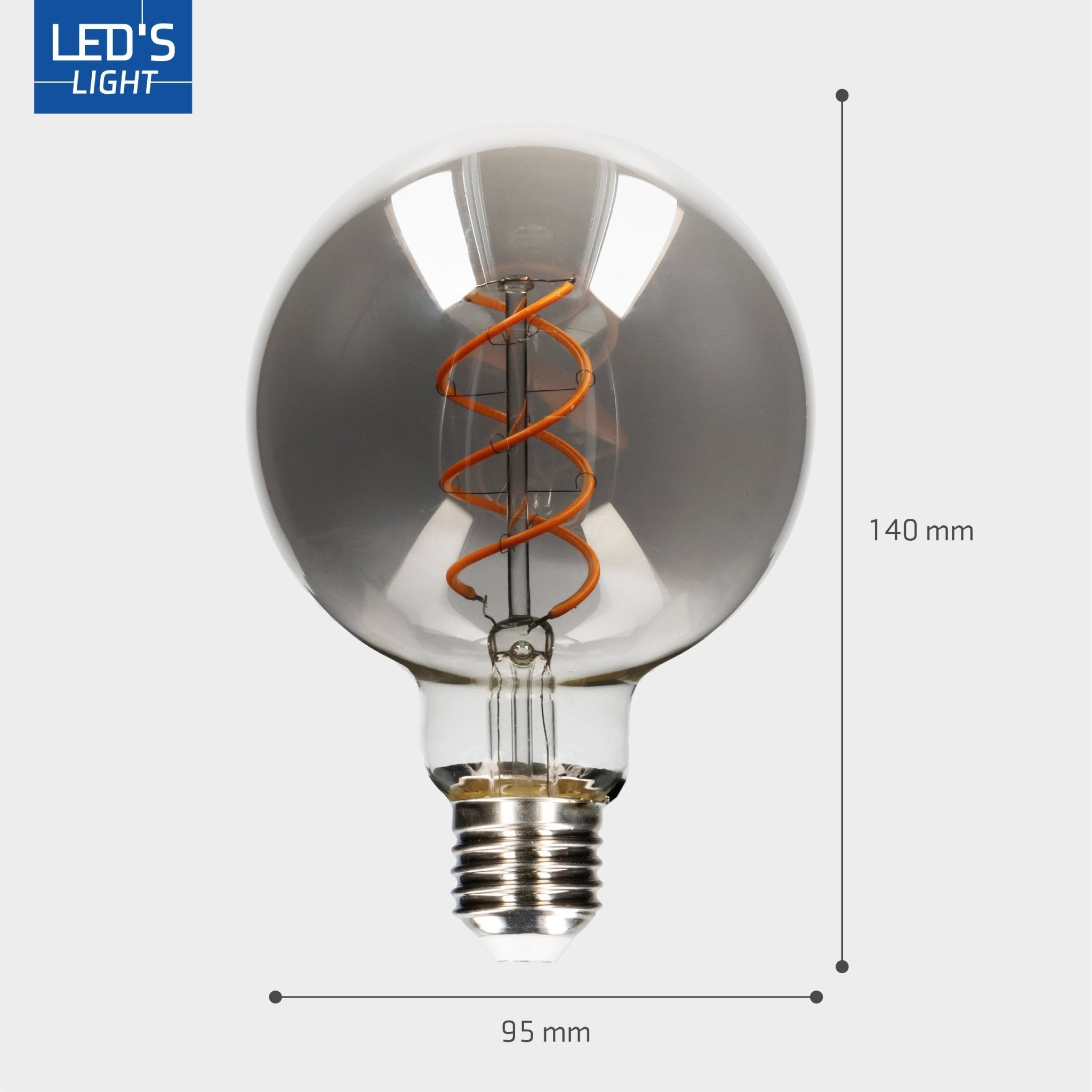 LED Lamp Smokey E27 - Edison Vintage - Dimbaar licht - Bol G95 Dimbare filament lampen LED.nl
