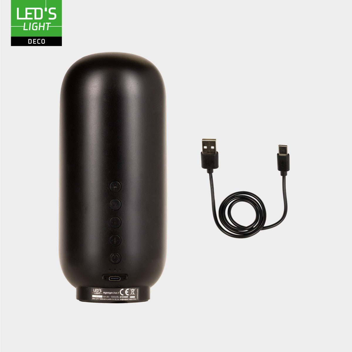 LED-nachtlamp met Bluetooth-luidspreker – Oplaadbaar – 1200 mAh – IP20 – Zwart Nachtlampjes LED.nl