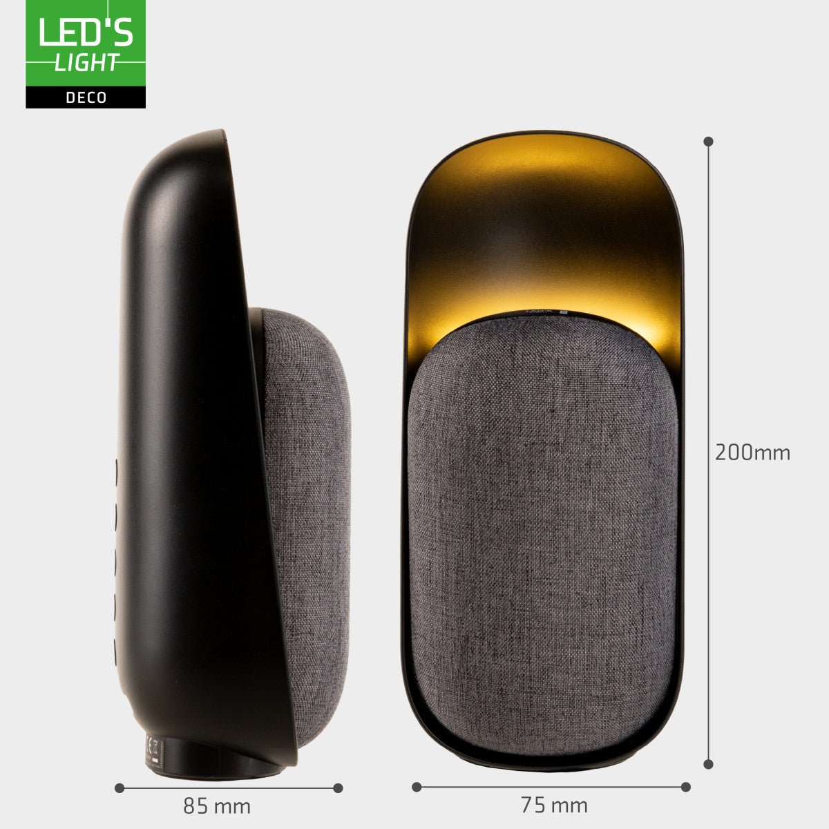 LED-nachtlamp met Bluetooth-luidspreker – Oplaadbaar – 1200 mAh – IP20 – Zwart Nachtlampjes LED.nl