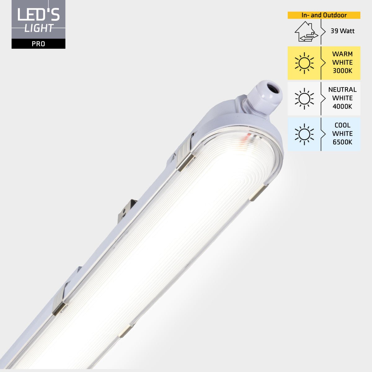 9 PACK - LED's Light pro Koppelbaar CCT/Power select TL armatuur met Strip - 180lm/w 39W 150cm 7020lm 3000K/4000K/6500K - IP65 IK08 TL verlichting LED.nl