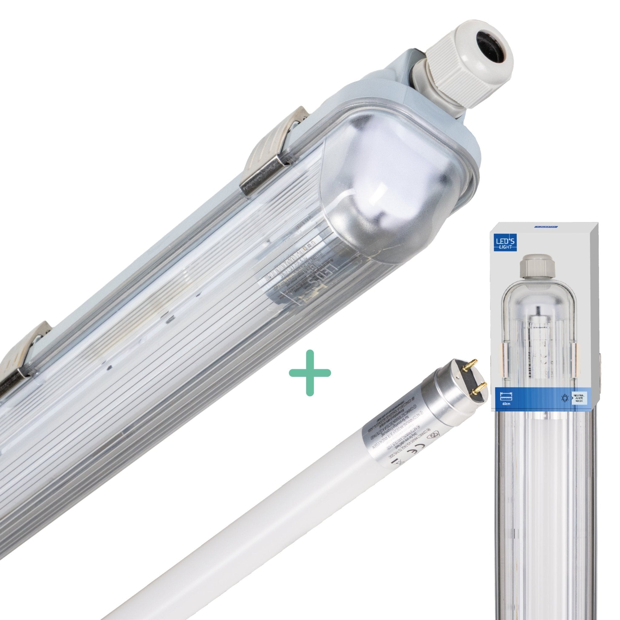 LED's Light Complete LED TL lamp met LED buis 60 cm - Binnen en buiten - 1100 lm - 1x6W - 185lm/w - Energielabel B TL verlichting LED.nl