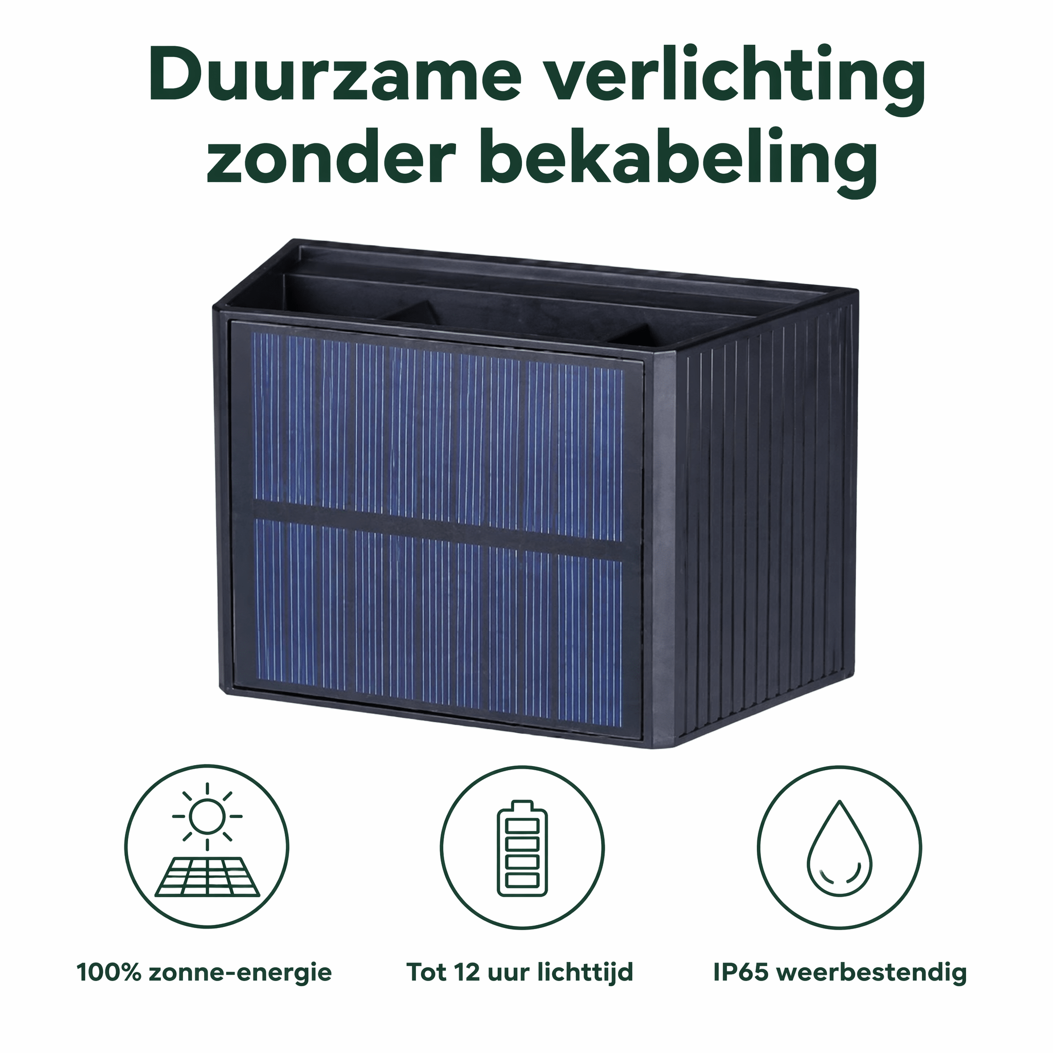LED's Light draadloze Solar Buitenlamp met sensor - Schijnt beneden en boven - Wandlamp zonne-energie - Zwart Buitenlampen LED.nl