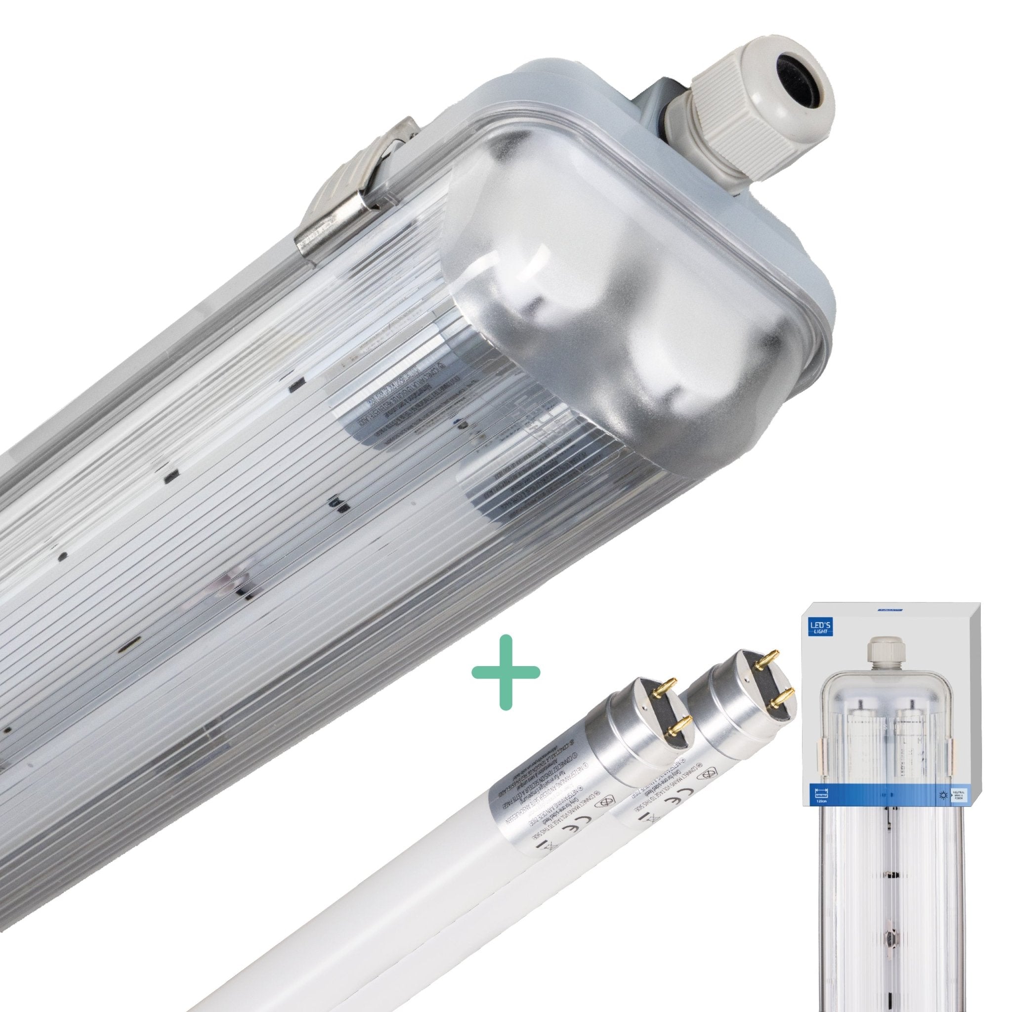 LED's Light Dubbele LED TL lamp 120 cm - compleet met LED buizen - Binnen en buiten - 4260 lm - 4000K - 2x11.5W - 185lm/w - Energielabel B TL verlichting LED.nl