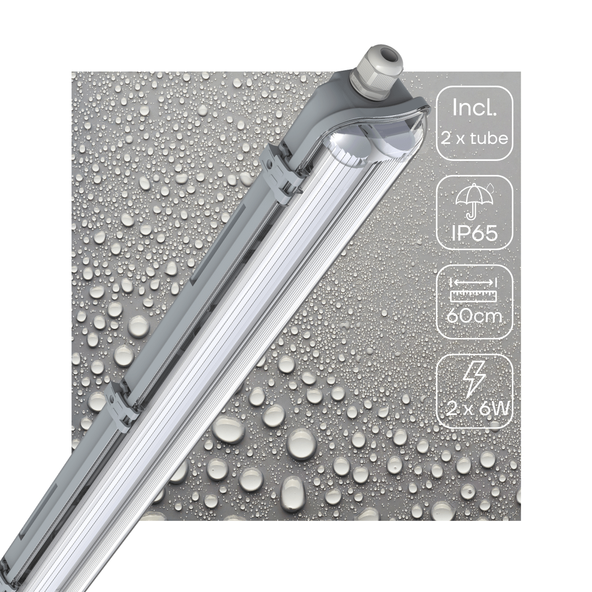 LED's Light Dubbele LED TL lamp 60 cm - compleet met LED buizen - Binnen en buiten - 2200 lm - 2x6W - 4000K - 185lm/w - Energielabel B TL verlichting LED.nl
