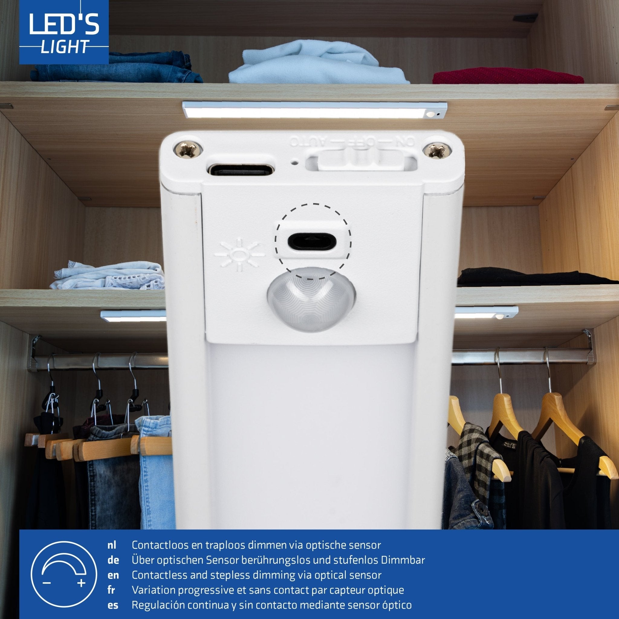 LED's Light Kastverlichting met sensor 40 cm - Oplaadbaar en draadloos - zwaai- en bewegingssensor - wit Kastverlichting LED.nl