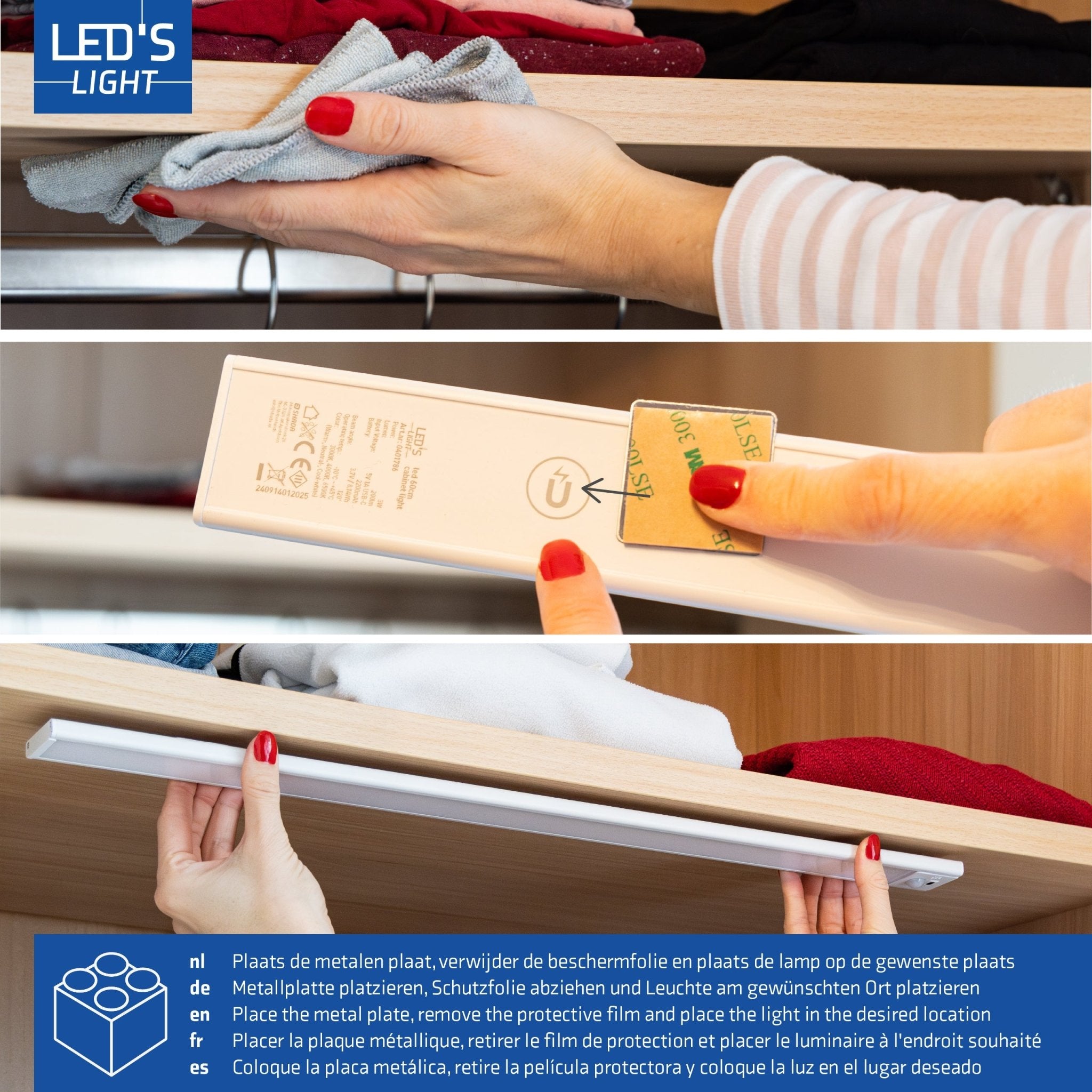 LED's Light Kastverlichting met sensor 40 cm - Oplaadbaar en draadloos - zwaai- en bewegingssensor - wit Kastverlichting LED.nl