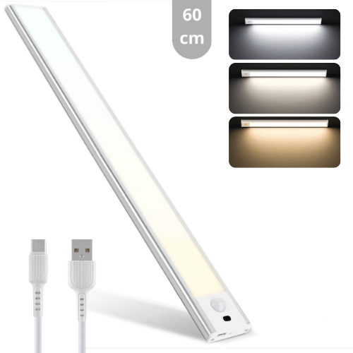 LED's Light Schrankbeleuchtung mit Sensor 60 cm - Wiederaufladbar und kabellos - Schwenk- und Bewegungssensor - weiß - lidstore.shop