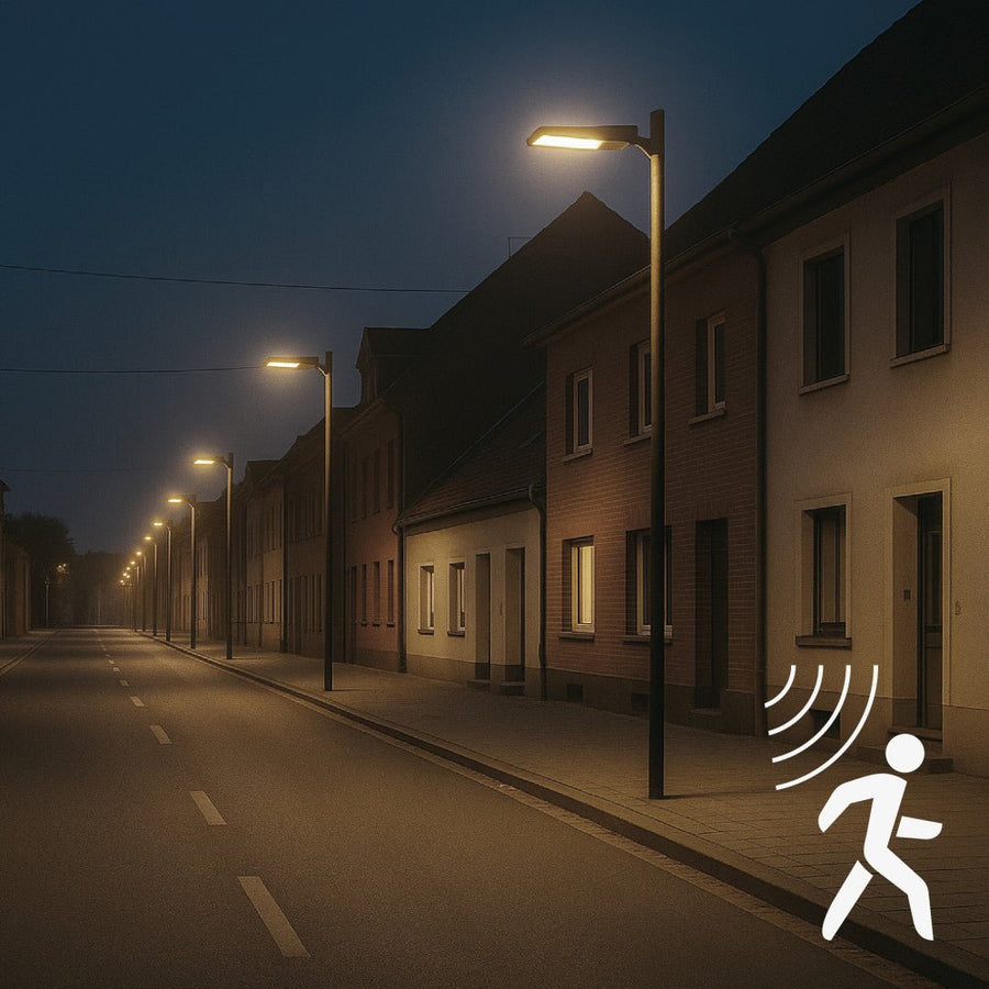 LED-Solar-Außenstraßenbeleuchtung, Laternenmast, 3000 lm, 4000 K – Schwarz - lidstore.shop