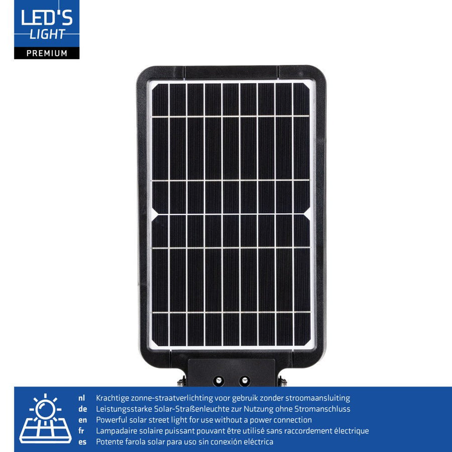 LED-Solar-Außenstraßenbeleuchtung, Laternenmast, 3000 lm, 4000 K – Schwarz - lidstore.shop