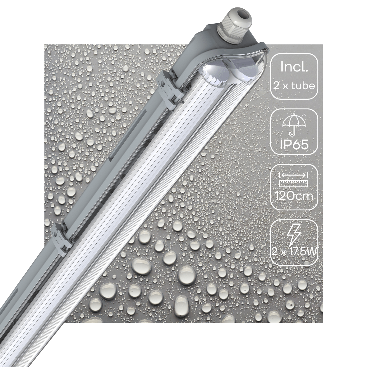 LED-Doppelleuchte mit Leuchtstoffröhren, 120 cm – inklusive 2 Leuchtstoffröhren (4320 lm). - lidstore.shop