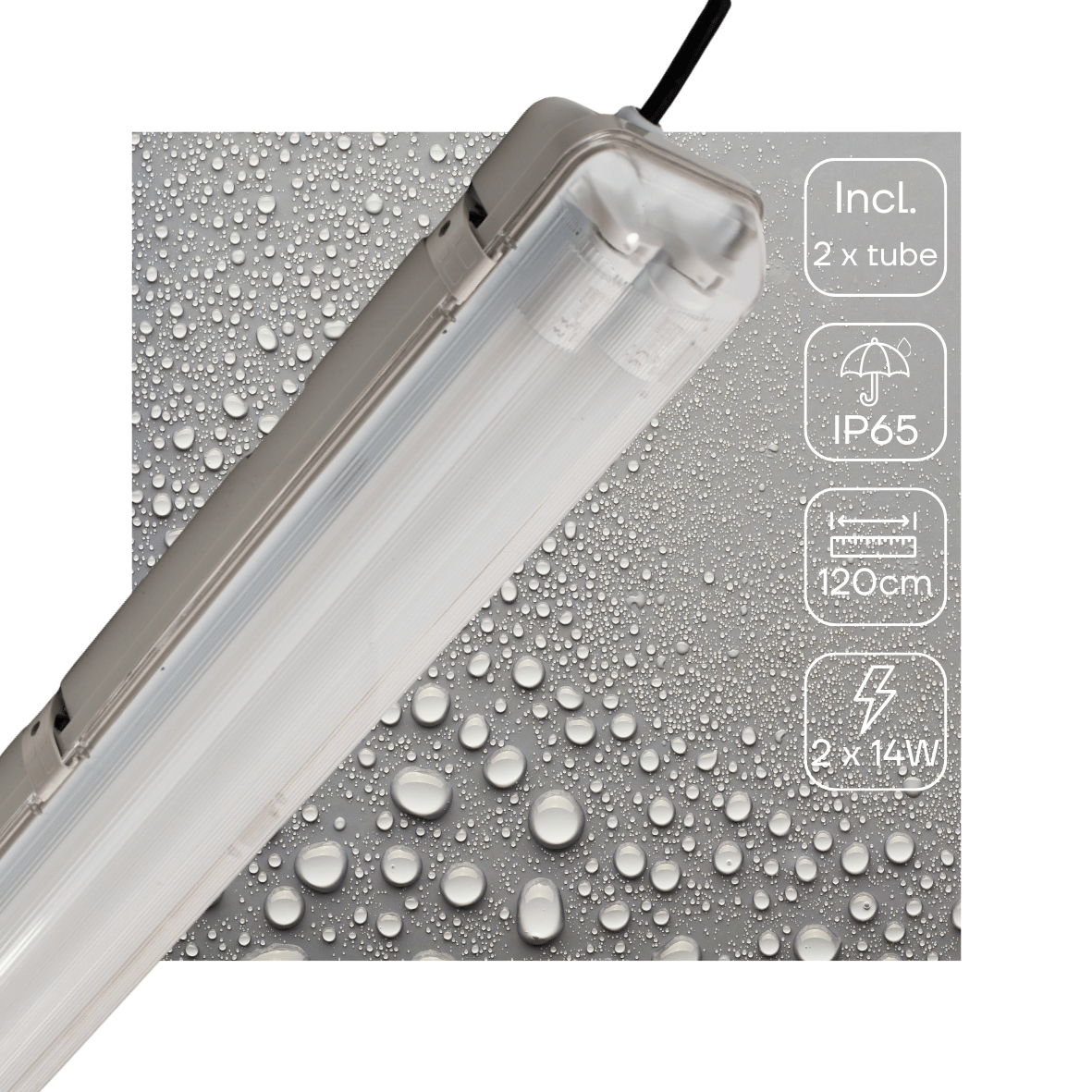 LED's Light LED TL Armatuur licht balk met sensor - incl Dubbele buis 2x14W 120cm 4000K Bewegingssensor en nachtsensor - Waterdicht - 150lm/w TL verlichting LED.nl