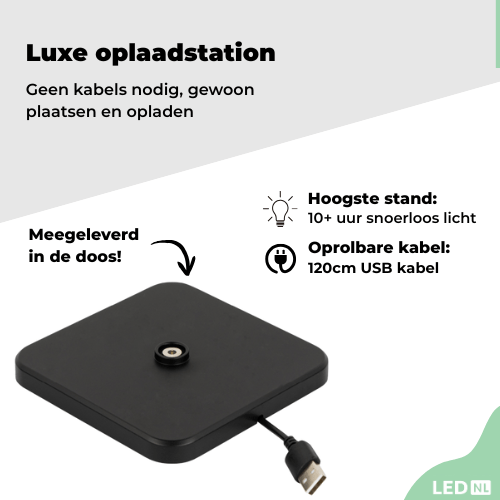 LED's Light Oplaadbare LED Tafellamp - Dimbaar via aanraking - Binnen en buiten - Zwart Tafellampen LED.nl