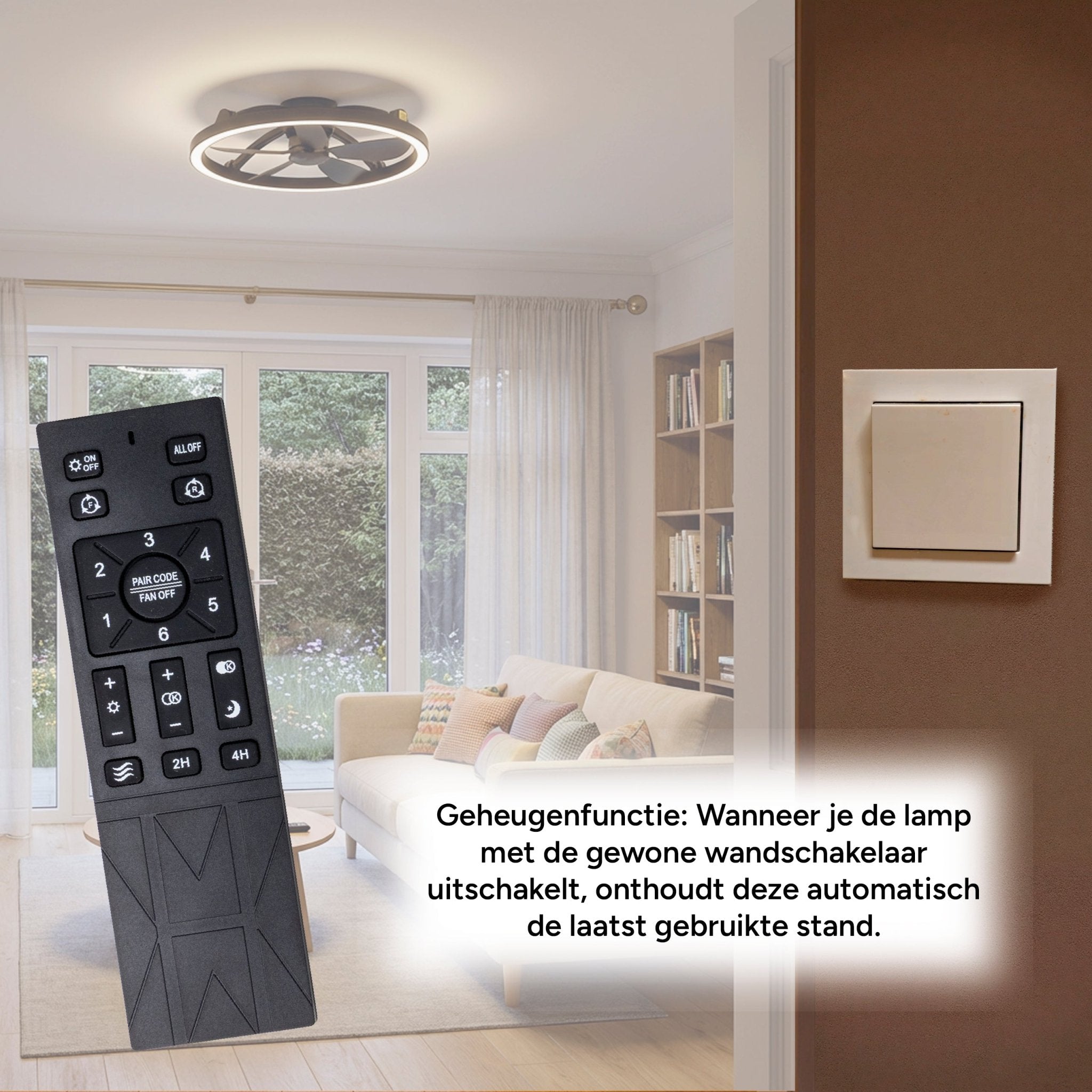 LED's Light Plafond ventilator met lamp Zwart 61,3cm - 27W - 2500lm - Verstelbare kleurtemperatuur - Dimbaar - Incl afstandbediening Plafondventilatoren LED.nl