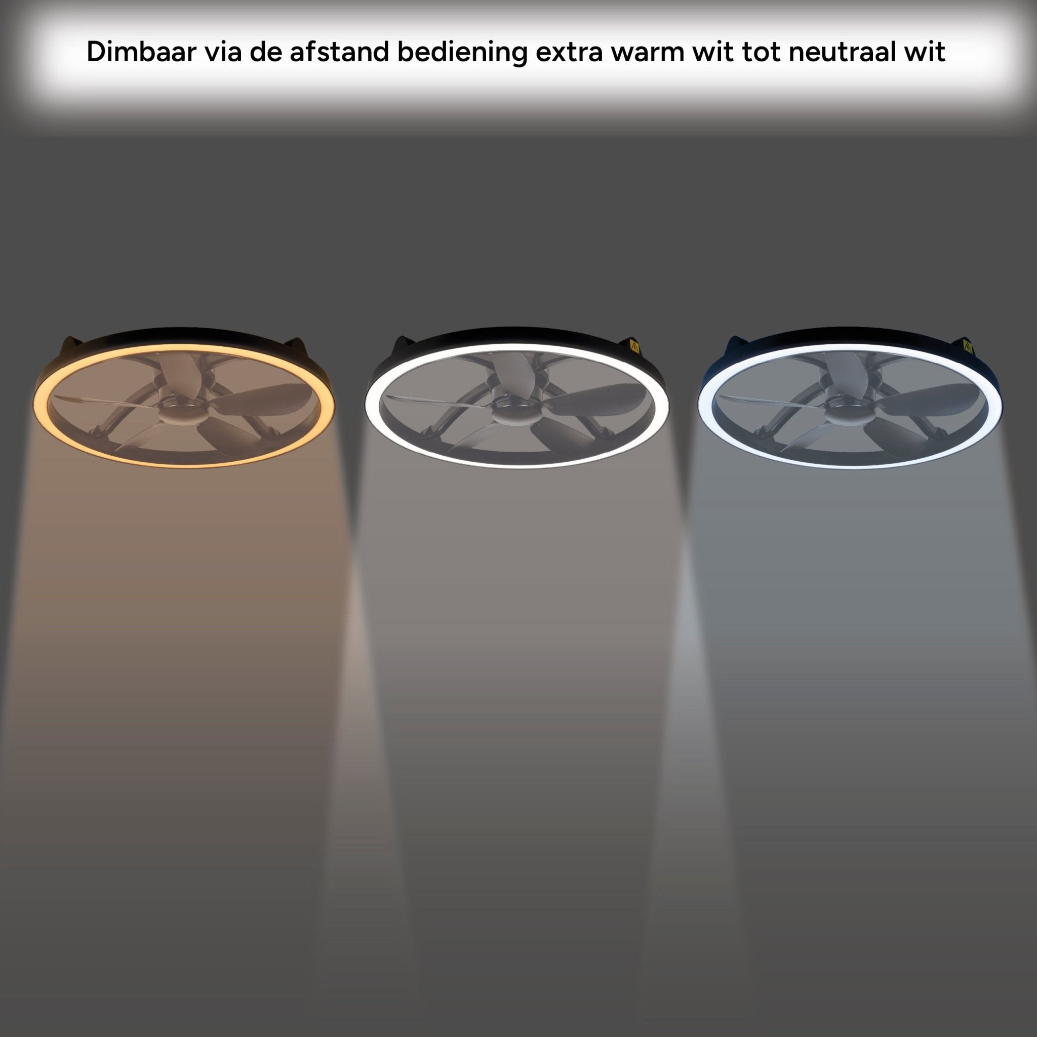 LED's Light Plafond ventilator met lamp Zwart 61,3cm - 27W - 2500lm - Verstelbare kleurtemperatuur - Dimbaar - Incl afstandbediening Plafondventilatoren LED.nl