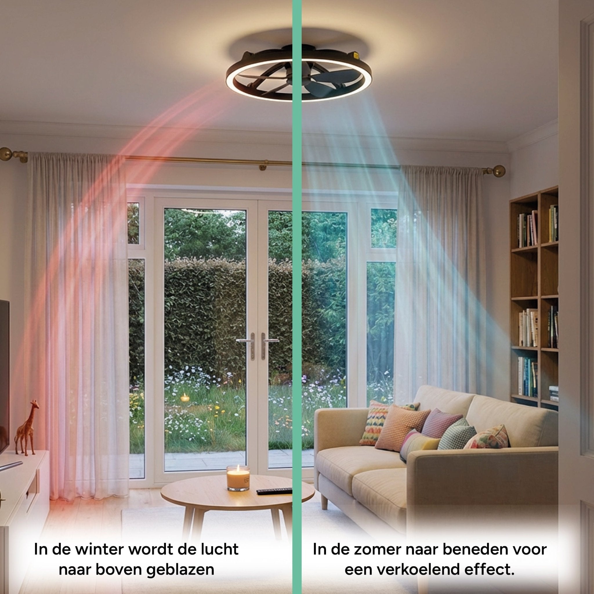 LED's Light Plafond ventilator met lamp Zwart 61,3cm - 27W - 2500lm - Verstelbare kleurtemperatuur - Dimbaar - Incl afstandbediening Plafondventilatoren LED.nl