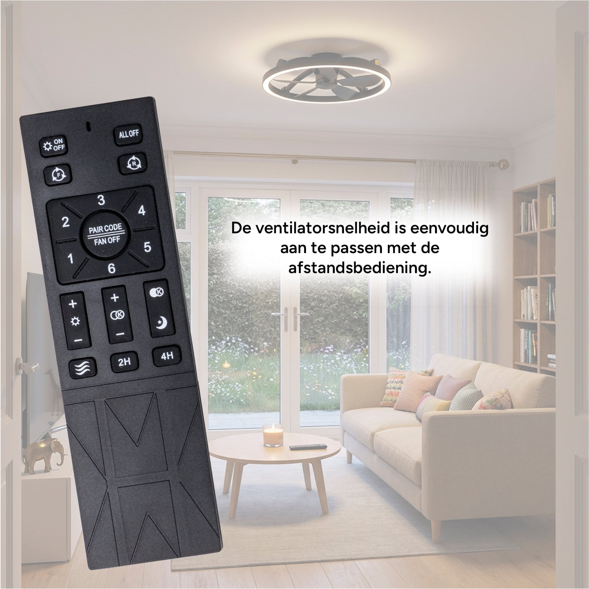LED's Light Plafond ventilator met lamp Zwart 61,3cm - 27W - 2500lm - Verstelbare kleurtemperatuur - Dimbaar - Incl afstandbediening Plafondventilatoren LED.nl