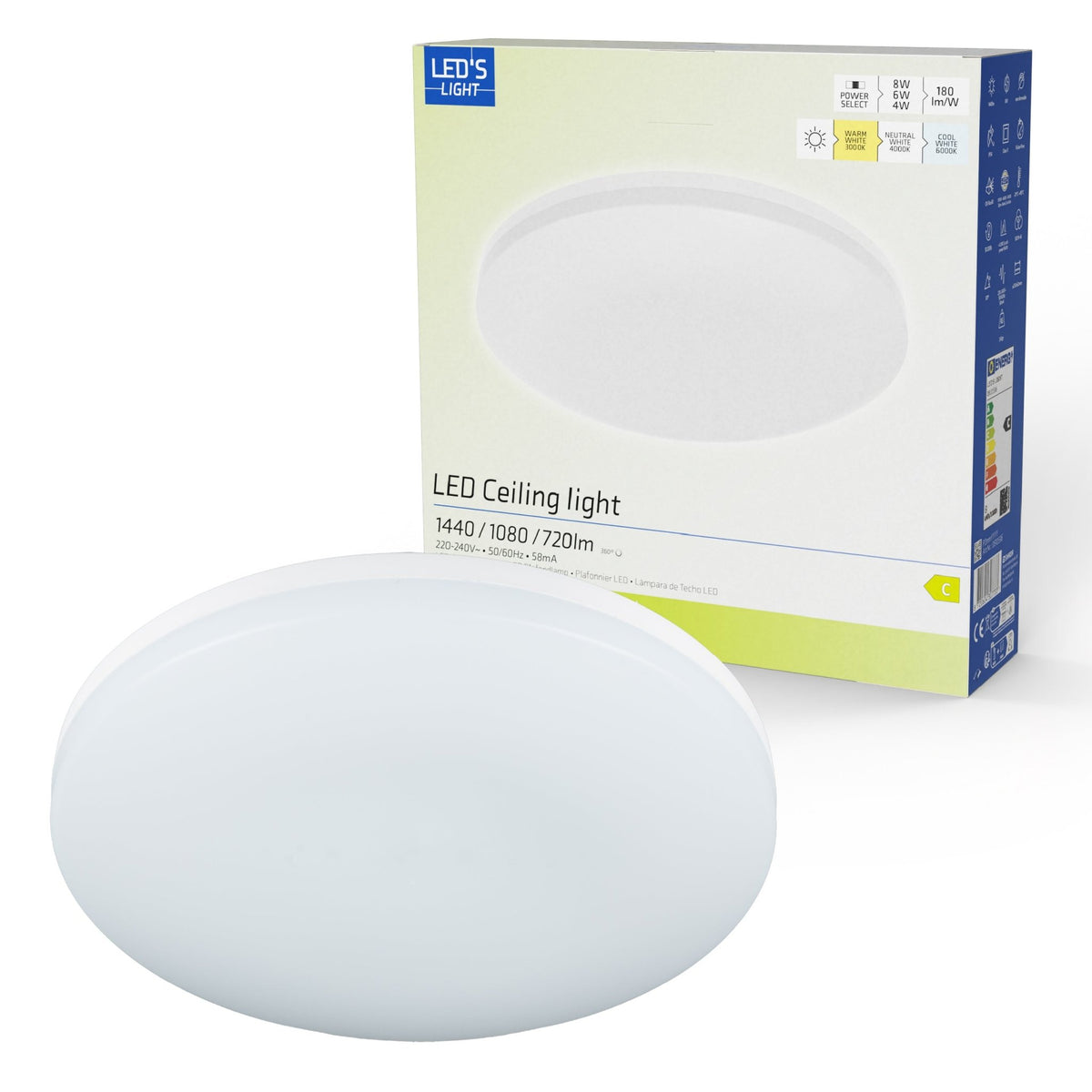 LED's Light Deckenleuchte 25 cm - 6 Lichteinstellungen - Für alle Innenbereiche geeignet - IP54 - lidstore.shop