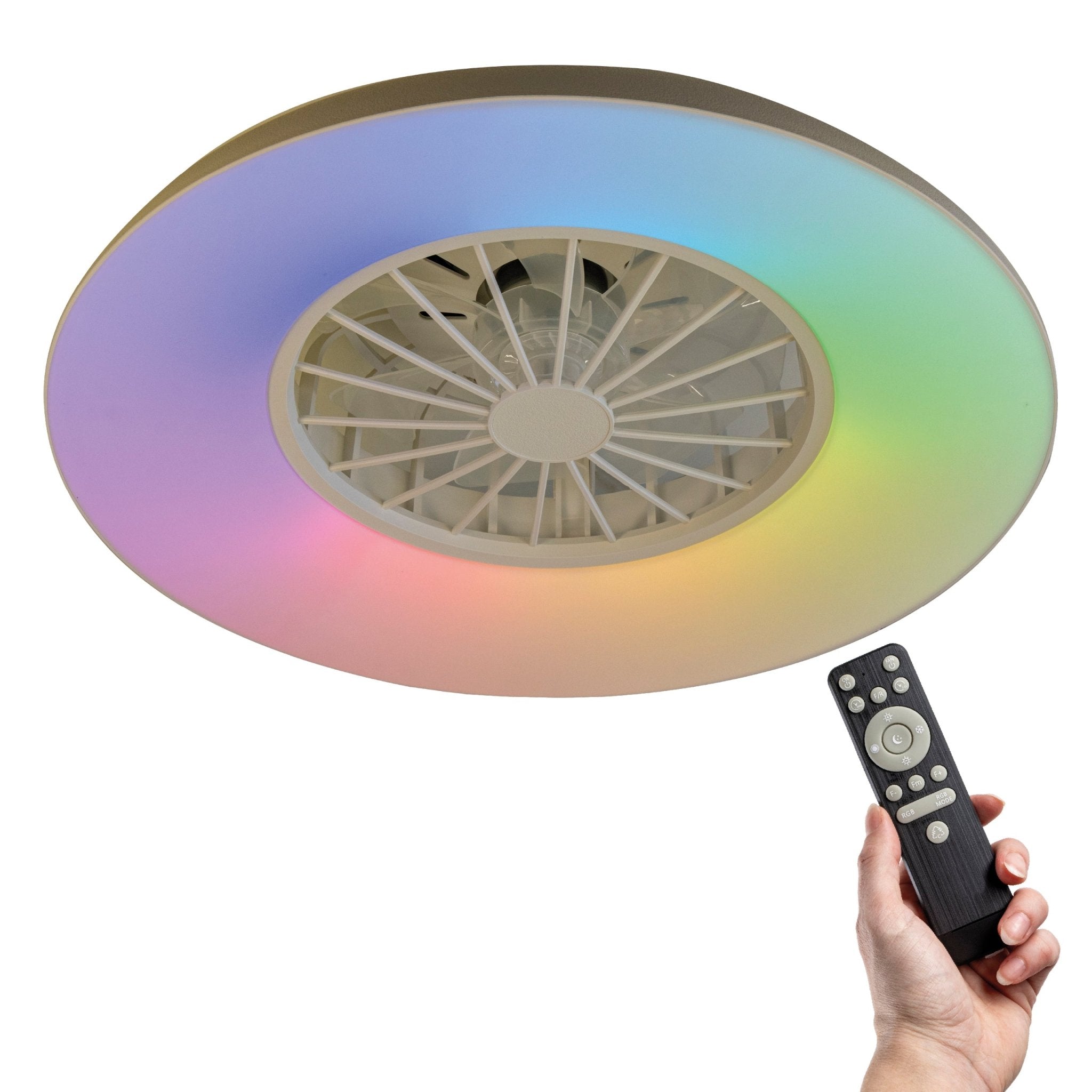 LED's Light Plafondlamp met ventilator RGB - 39W 3300lm 2700K/6500K/RGB - Ø485mm IP20 - Dimbaar Plafondventilatoren LED.nl