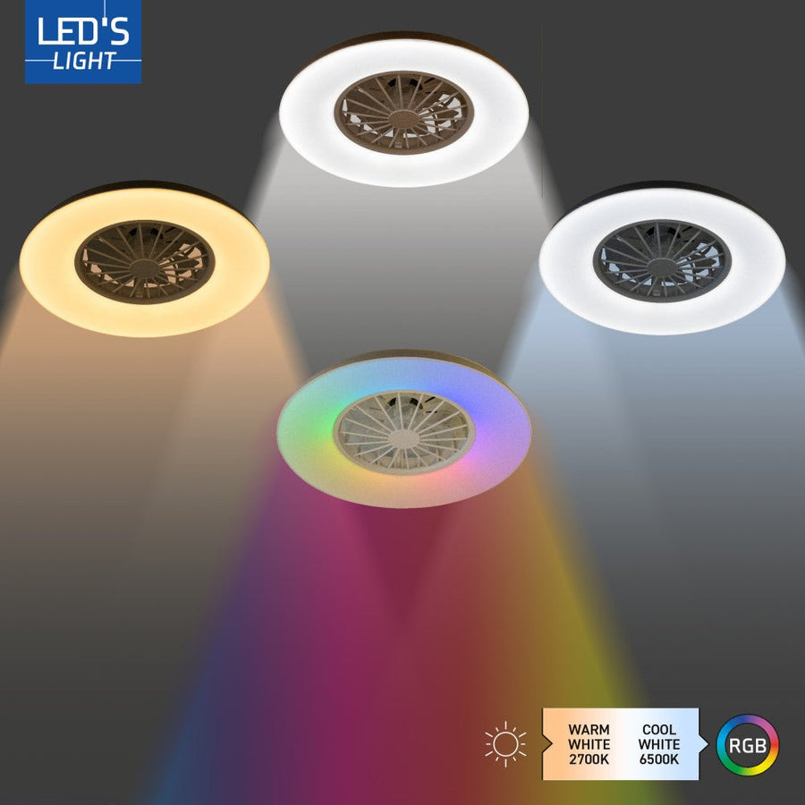 lidstore.shopckenleuchte mit Ventilator RGB - 39W 3300lm 2700K/6500K/RGB - Ø485mm IP20 - Dimmbar - lidstore.shop