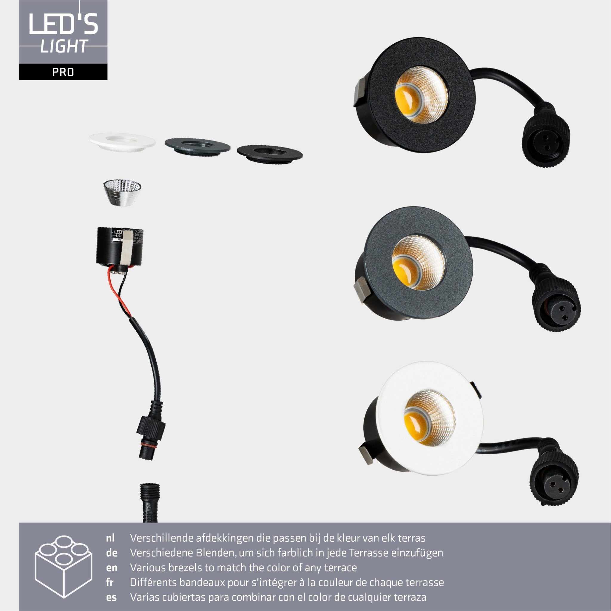 6 PACK - LED's Light PRO mini inbouwspot 3 cm - Voor overkapping, veranda's en inbouwplafonds - Dimbaar - 3 Kleuren plaatjes Inbouwspots LED.nl
