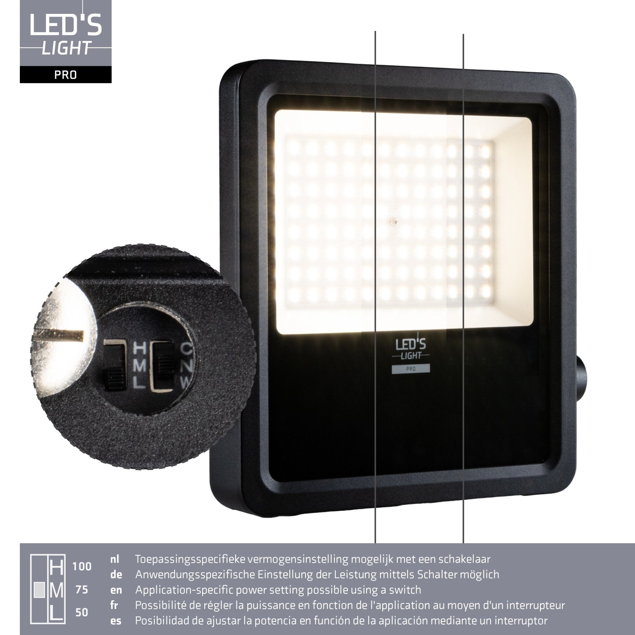 LED's Light Pro Premium Floodlight 12750lm - CCT schakelbaar - Powerselect - 6 lichtstanden - Water en roestbestendig - 100W Schijnwerpers LED.nl