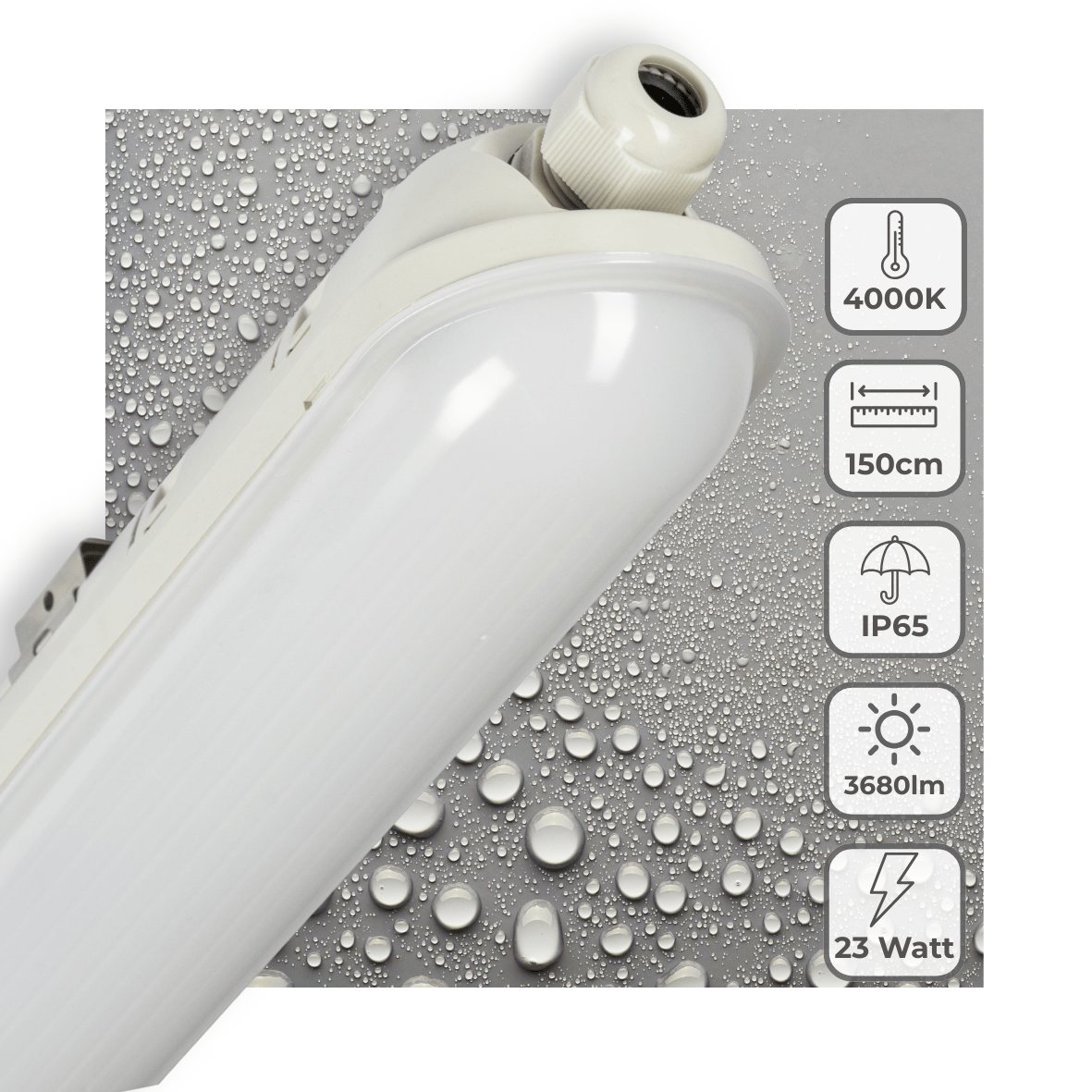 LED's Light Pro Premium LED TL armatuur compleet 150 cm - Waterdicht IP65 - 23W -3680lm - 4000K - 160lm/w - D mark TL verlichting LED.nl