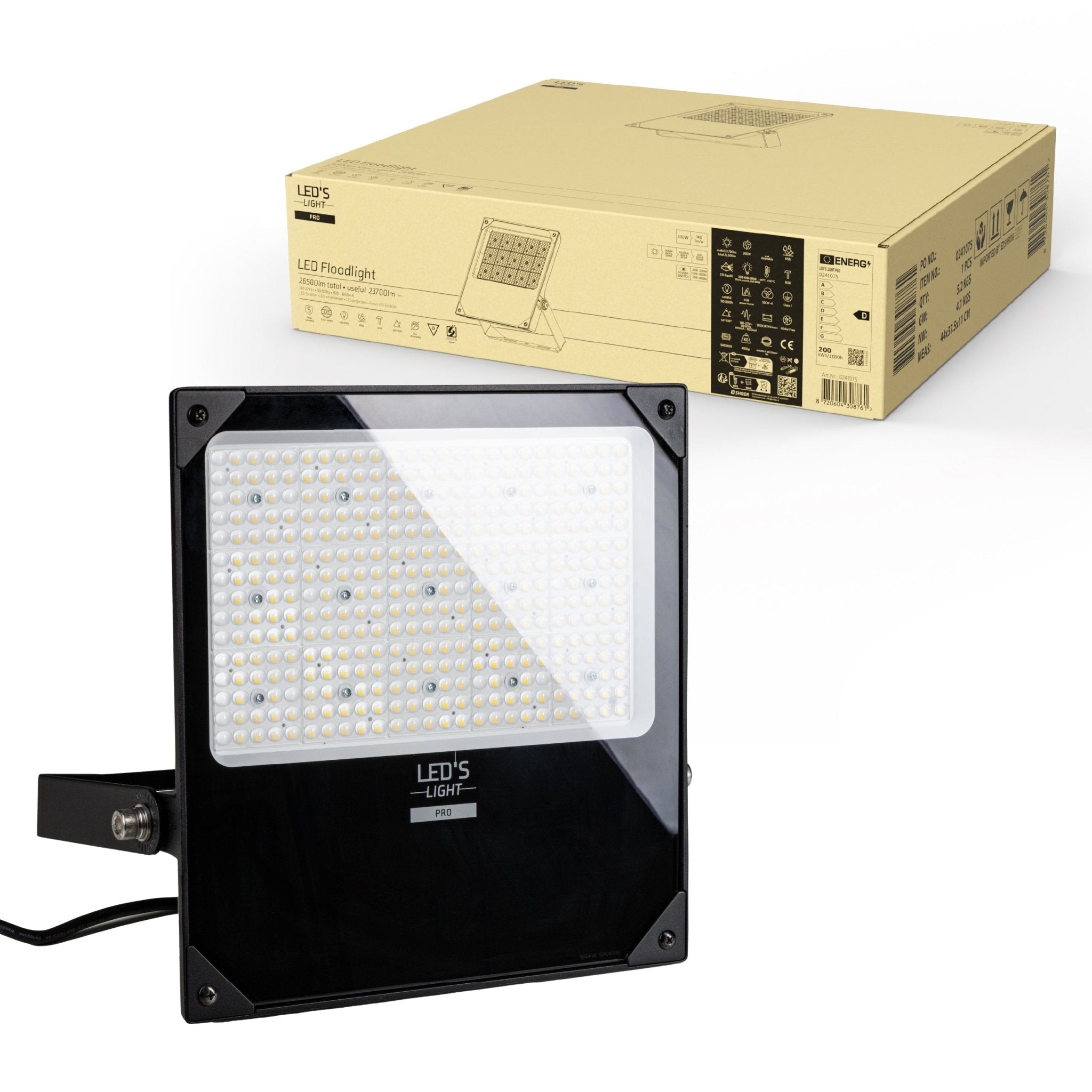 LED's Light pro Professionele LED Schijnwerper 28000 - CCT - Powerselect - 3 lichtstanden - Waterdicht - 200W Schijnwerpers LED.nl