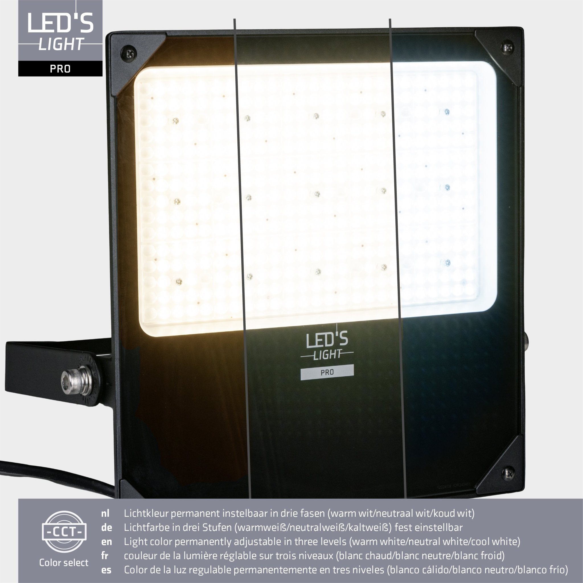 LED's Light pro Professionele LED Schijnwerper 28000 - CCT - Powerselect - 3 lichtstanden - Waterdicht - 200W Schijnwerpers LED.nl