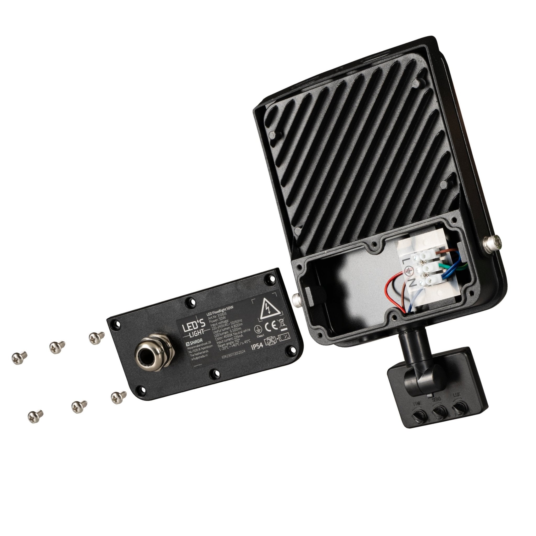 LED's Light Schijnwerper met Bewegingssensor 6000 - Waterdicht & Kantelbaar - 50W Schijnwerpers LED.nl