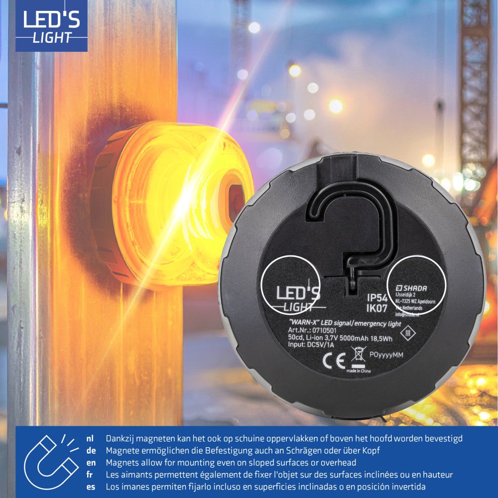 LED's Light WARN-X LED signaal-noodverlichting -5000mAh - IP54 - Amber Noodverlichting LED.nl