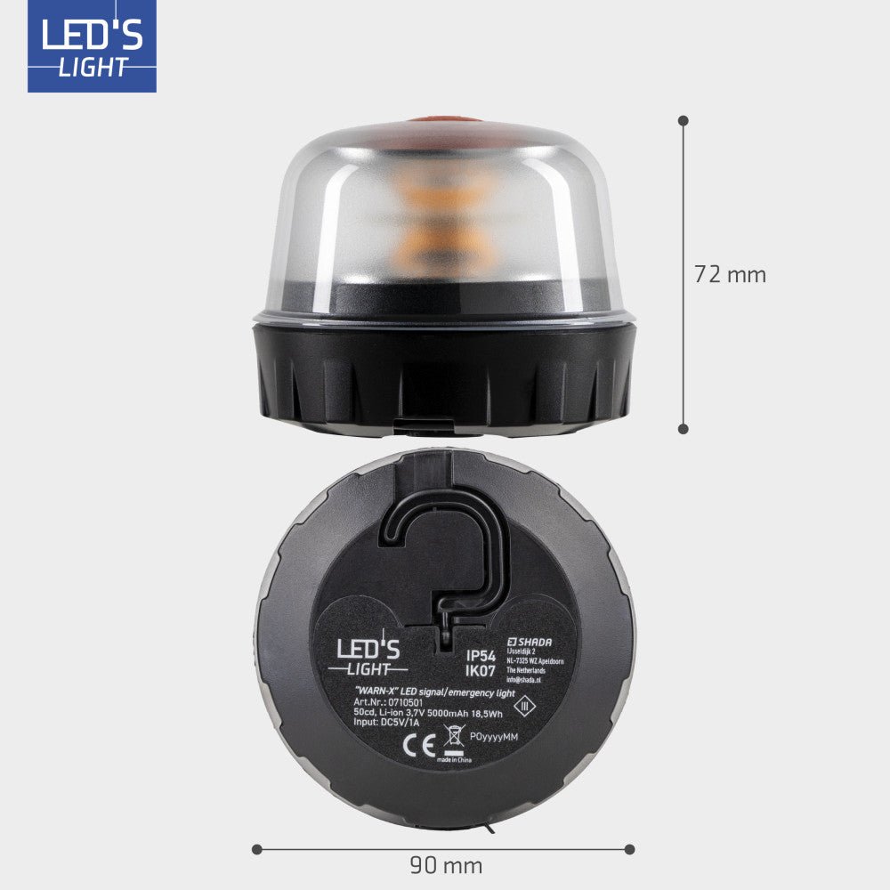 LED's Light WARN-X LED signaal-noodverlichting -5000mAh - IP54 - Amber Noodverlichting LED.nl